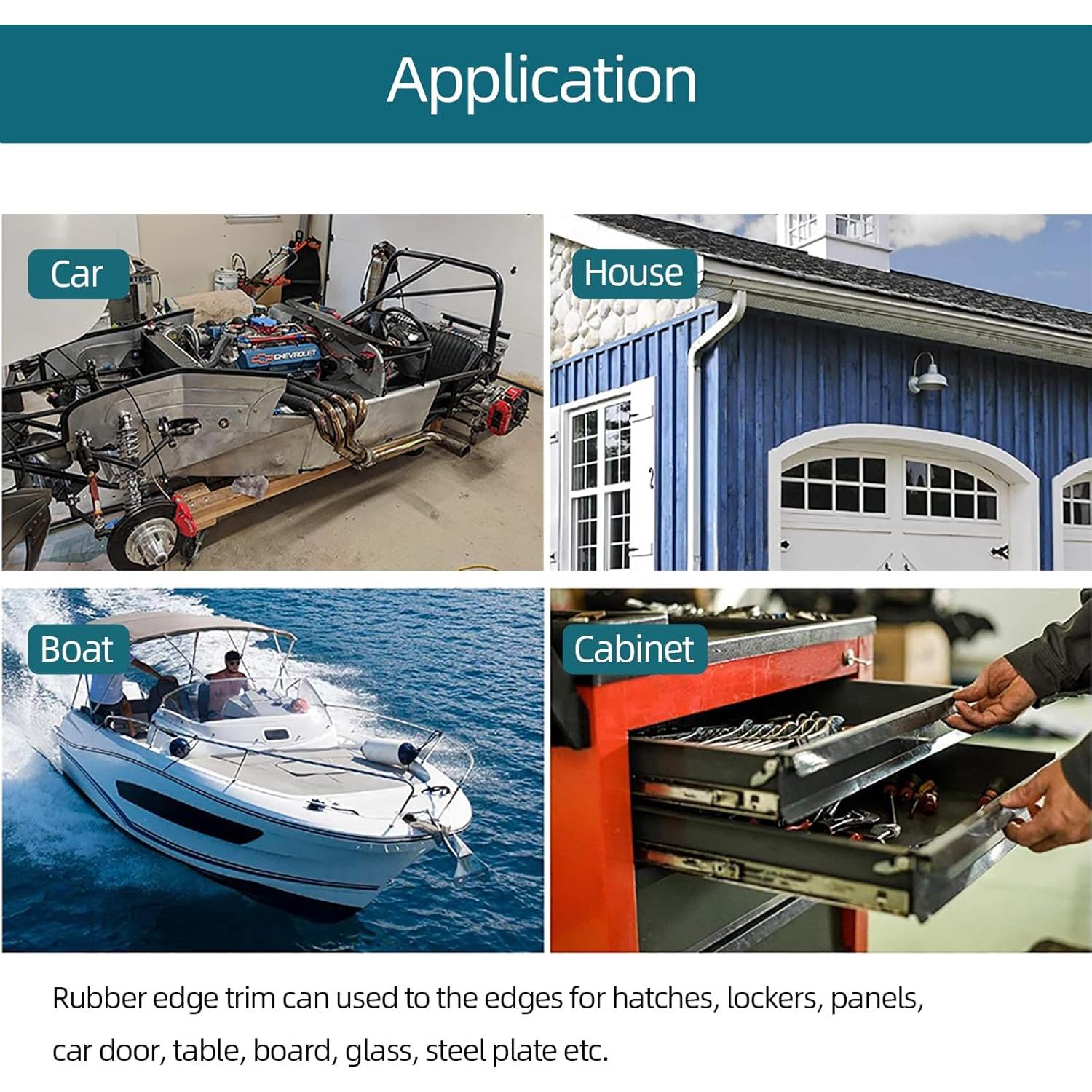 Bisel de borde de goma EPDM Tintvent 13 pies negro 1.6 mm