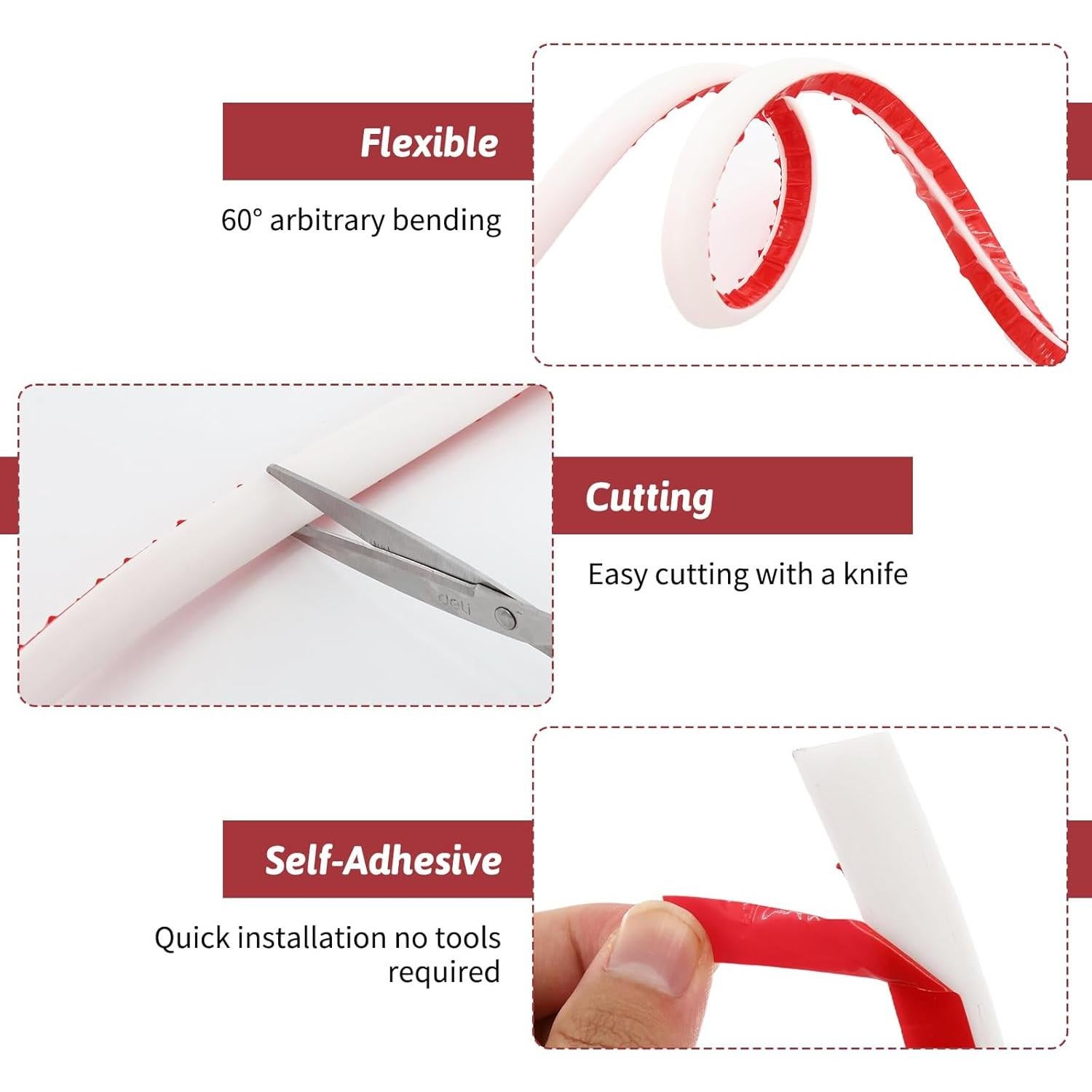 Moldura Flexible Autoadhesiva 6m MVVM Blanca para Decoración