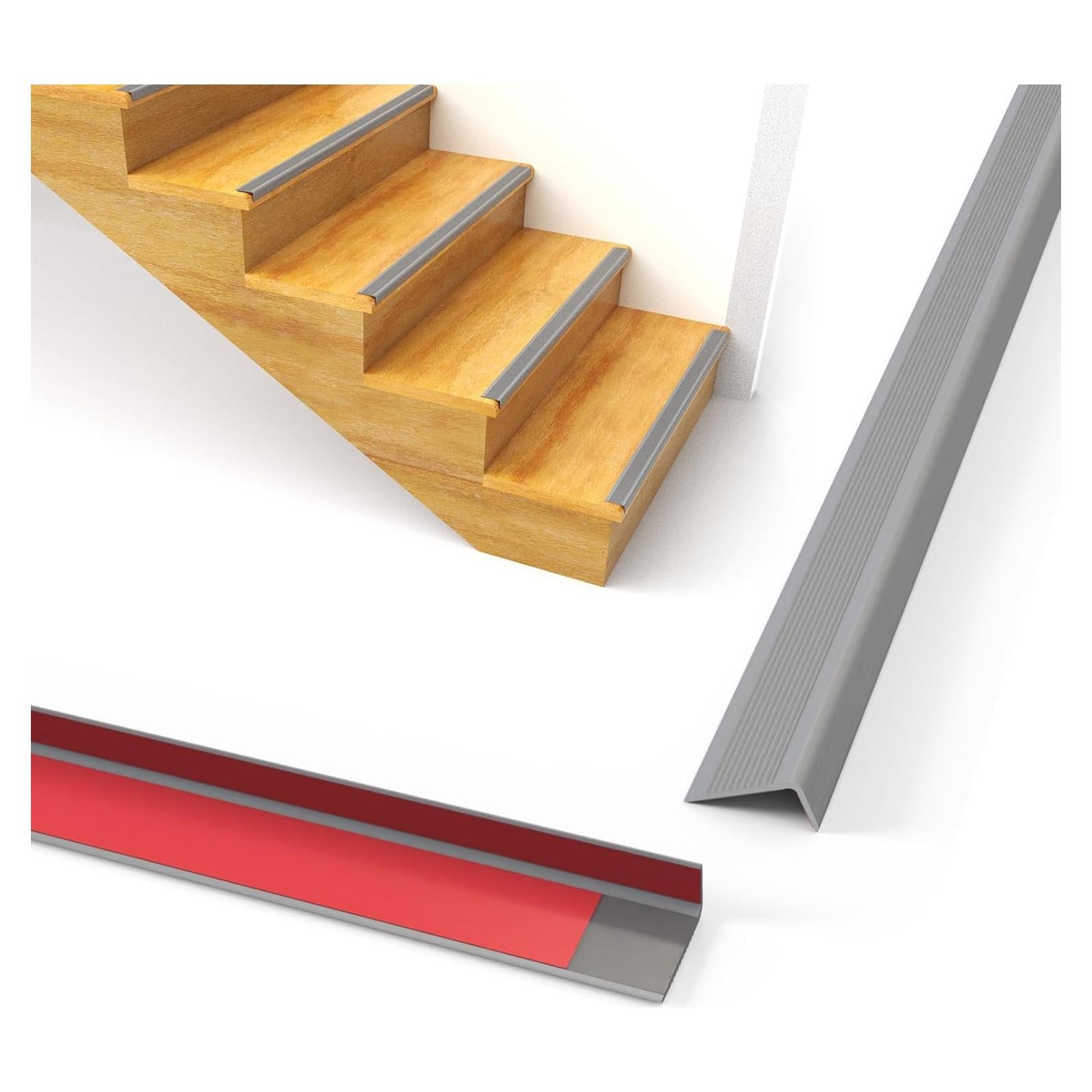 Protector de Borde de Escalera Antideslizante ADDFUN 2.13m Gris