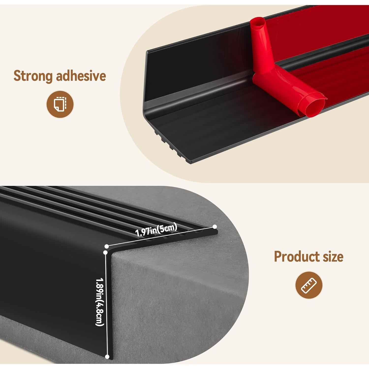 Protector de Borde de Escalera INMOZATA 12.19m Antideslizante Negro