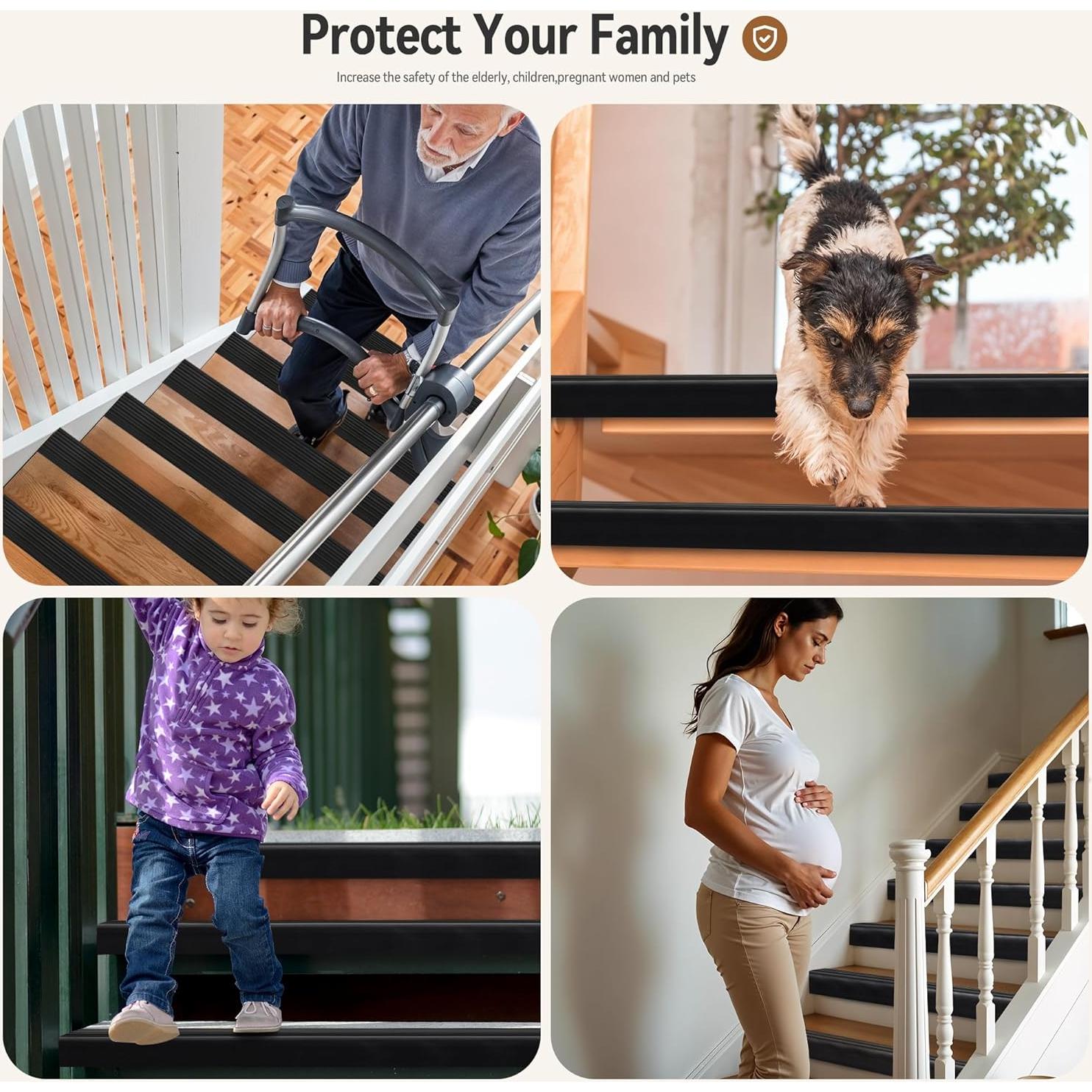 Protector de Borde de Escalera INMOZATA 12.19m Antideslizante Negro