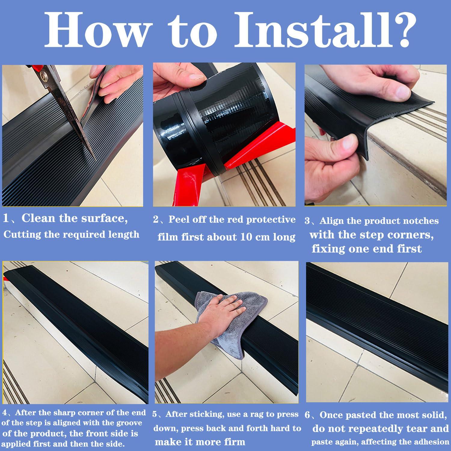 Protector de Escalera Antideslizante TFXXSJWY 3.66m Negro