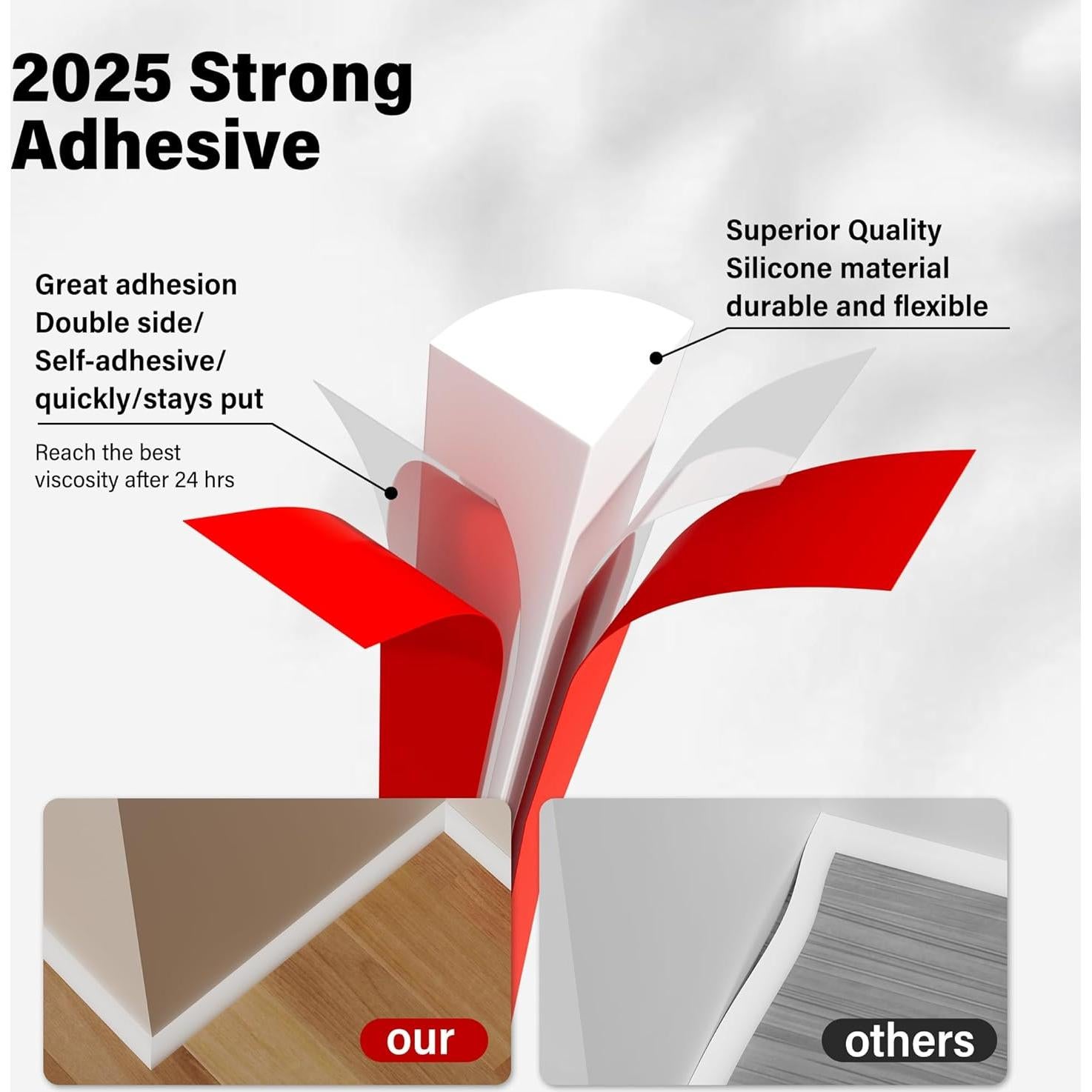 Moldura Flexible Autoadhesiva GCJUYA 120 cm Blanco Silicona