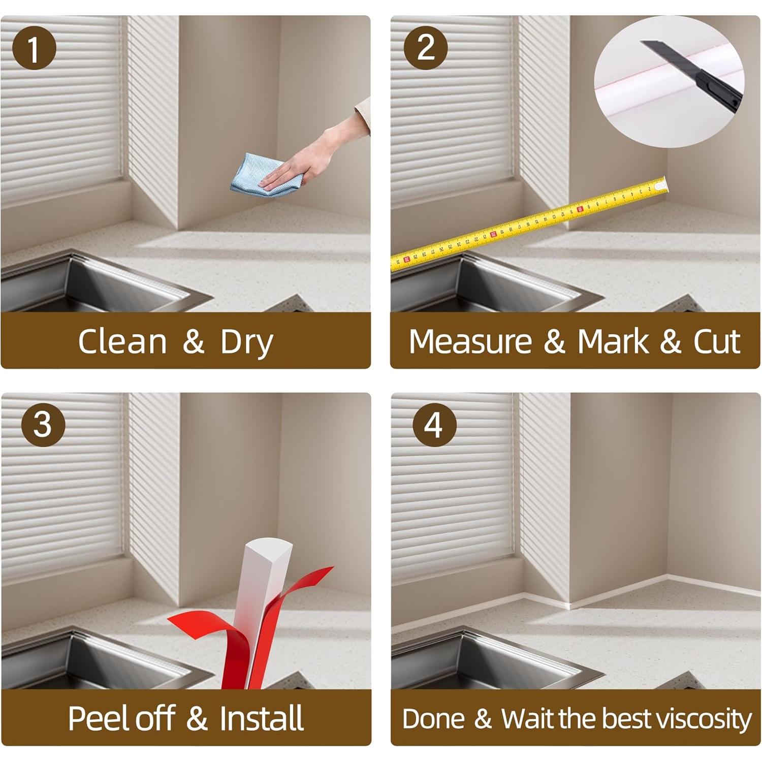 Moldura Flexible Autoadhesiva GCJUYA 120 cm Blanco Silicona