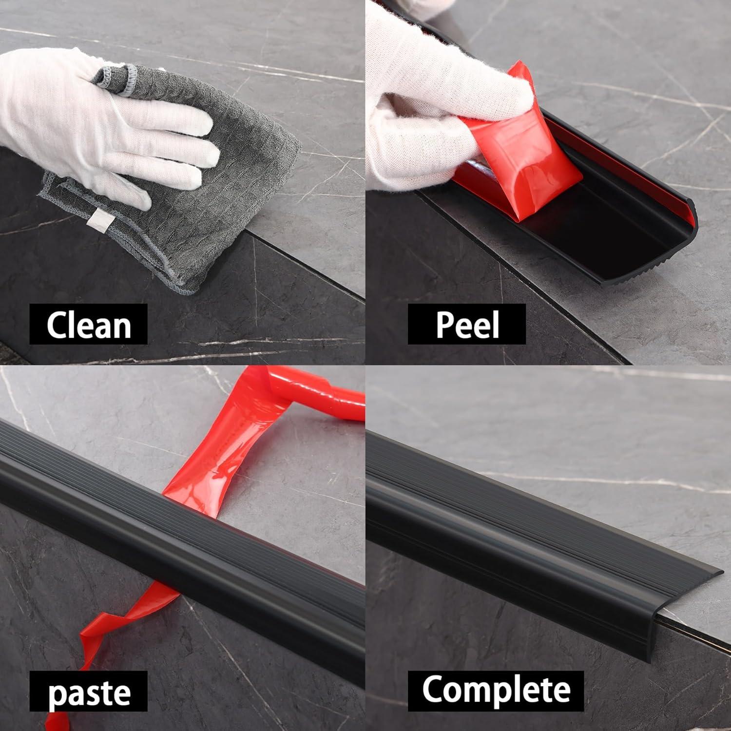 Bisel Antideslizante Taaizau 5m Negro para Escaleras PVC