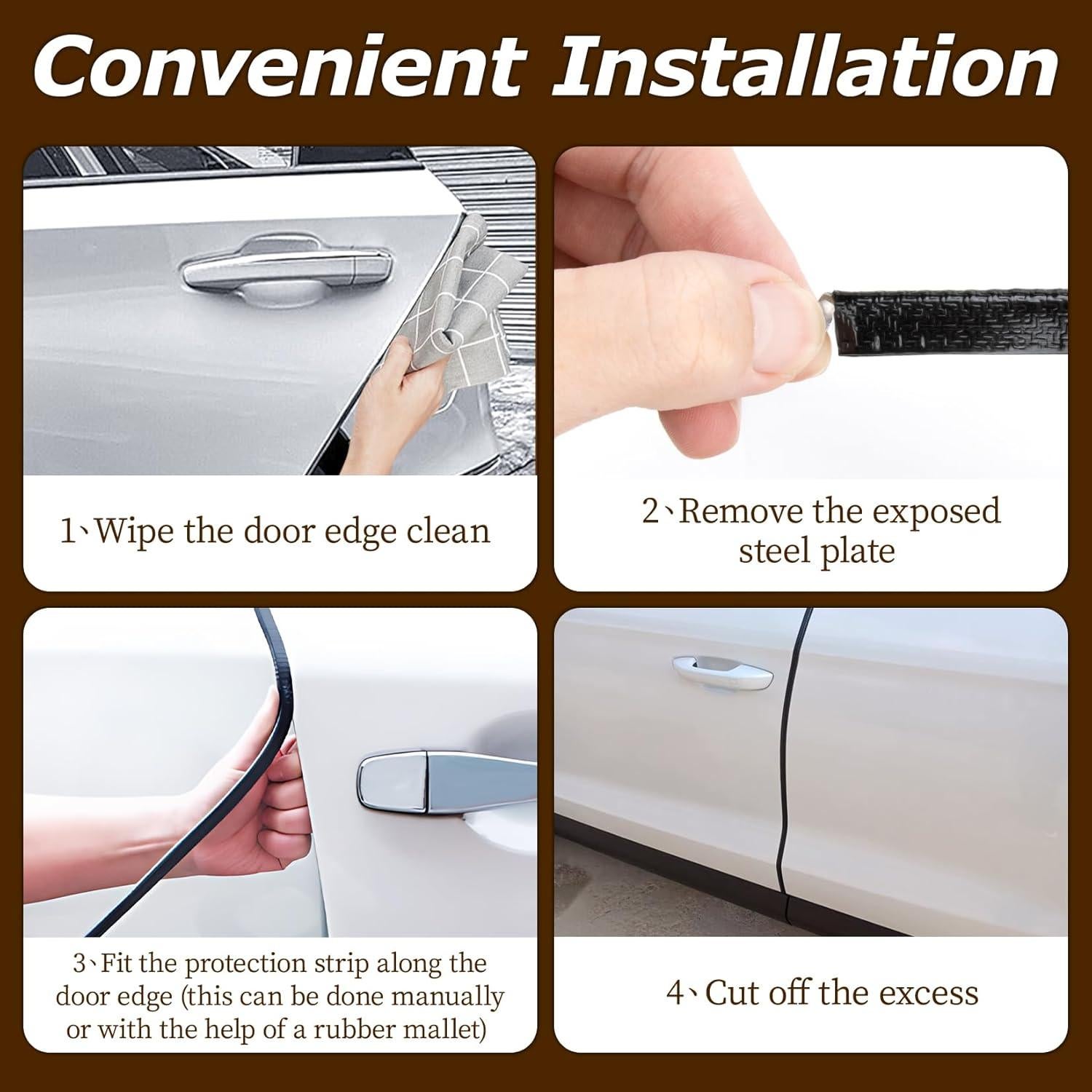 Car Door Edge Guards Black - 16.5Ft(5M) Car Door Protector Fits Most Vehicles,Provides Edge Trim and Paint Protection for Trucks,Suvs,Sedans,No Adhesive Required,Fade Resistant,Easy to Cut