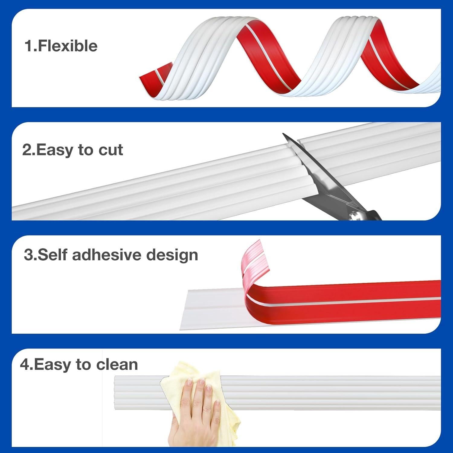 Protector de Esquinas Autoadhesivo COUKIU 1.6cm x 3.05m Blanco