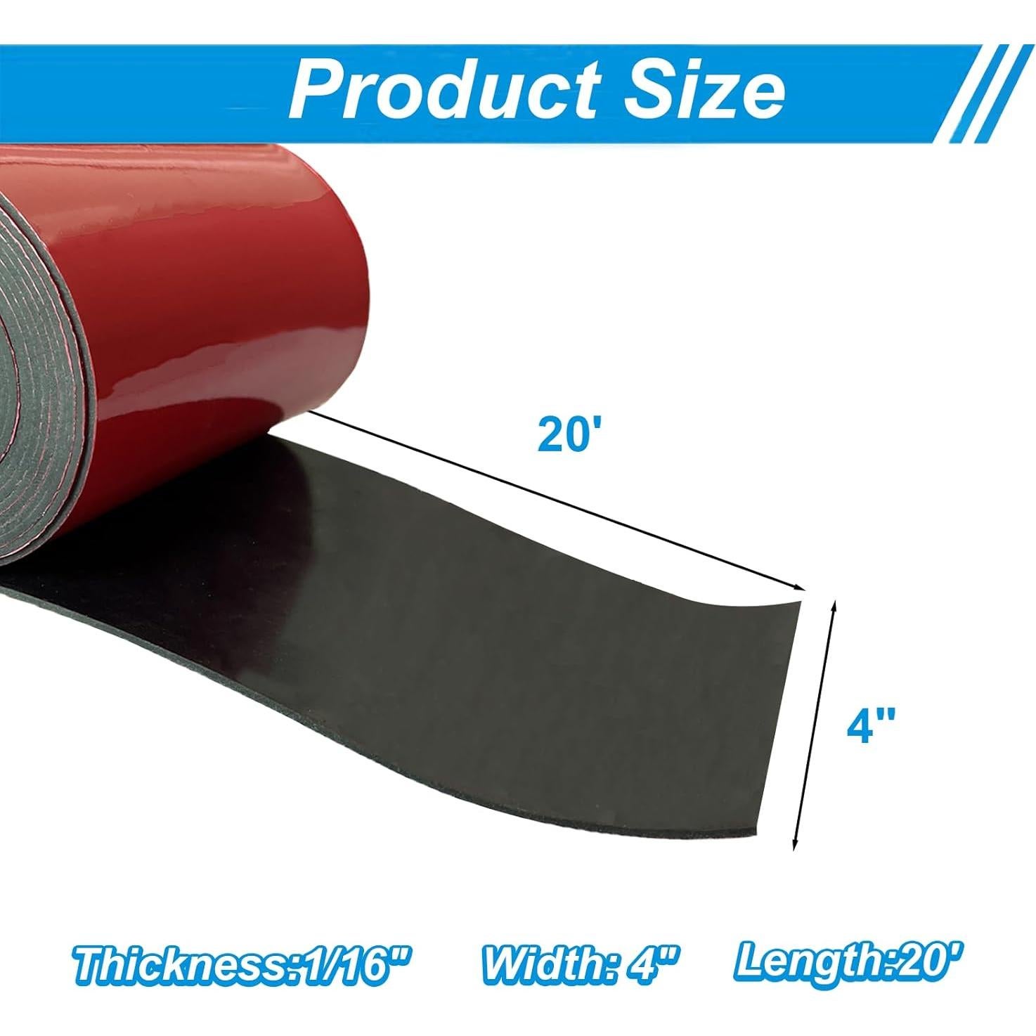 Tira de goma adhesiva neopreno 10.16 cm x 0.16 cm x 6.1 m