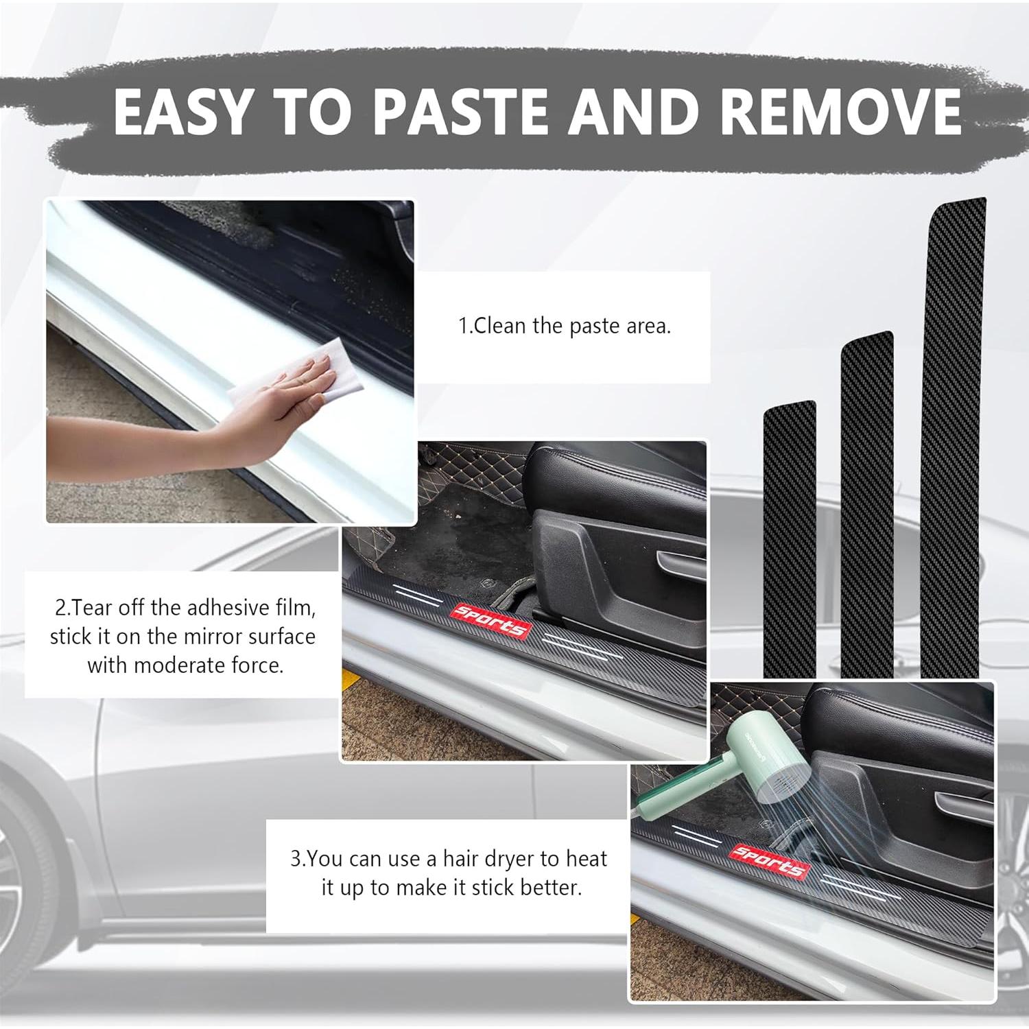 Juego de 9 Protectores de Bordes de Puerta Figpade Fibra de Carbono