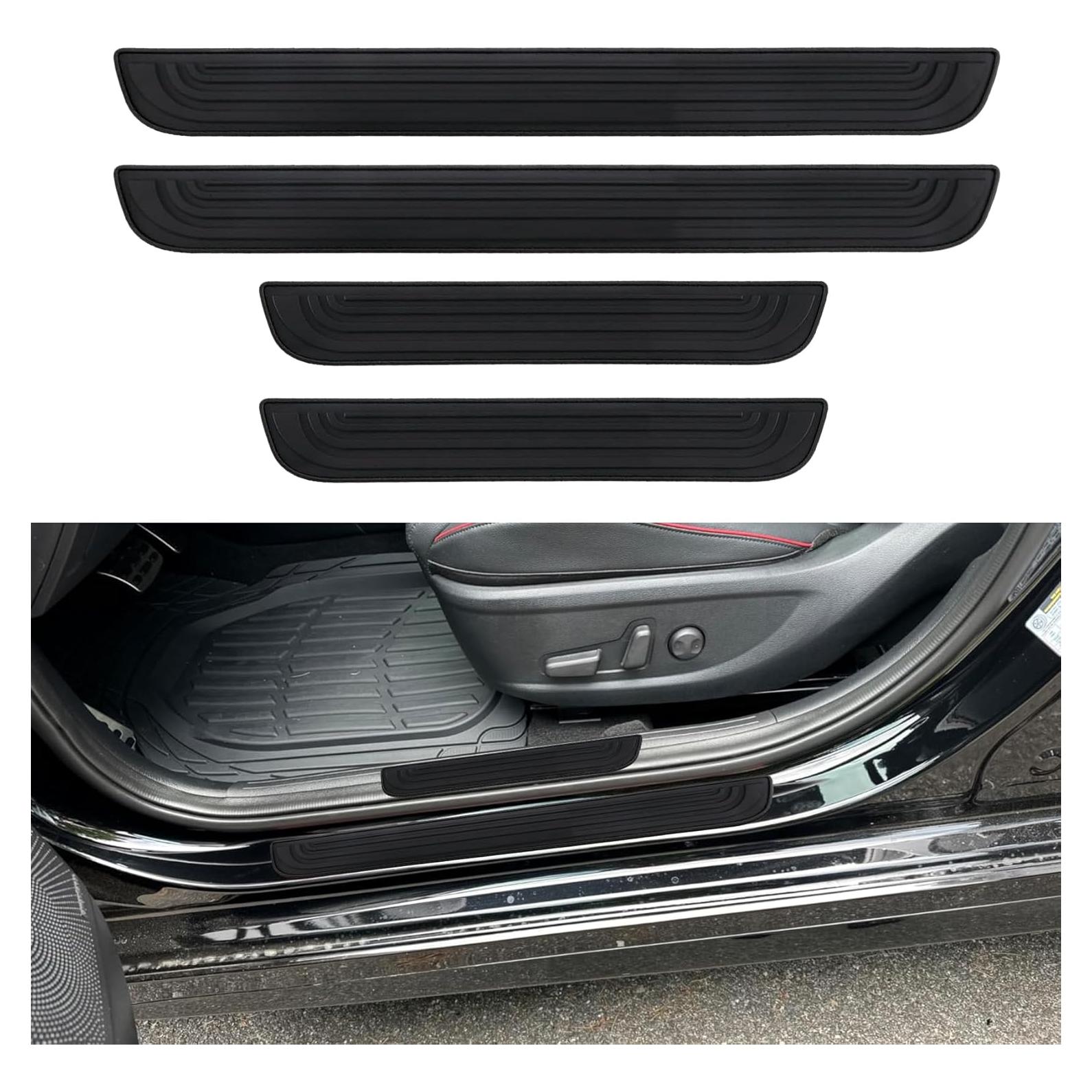 Protector de umbral de puerta Tecledsn 4PCS Goma Negra Universal