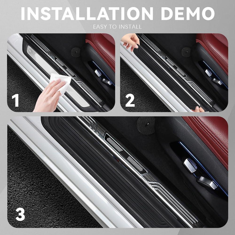 Protector de umbral de puerta Tecledsn 4PCS Goma Negra Universal