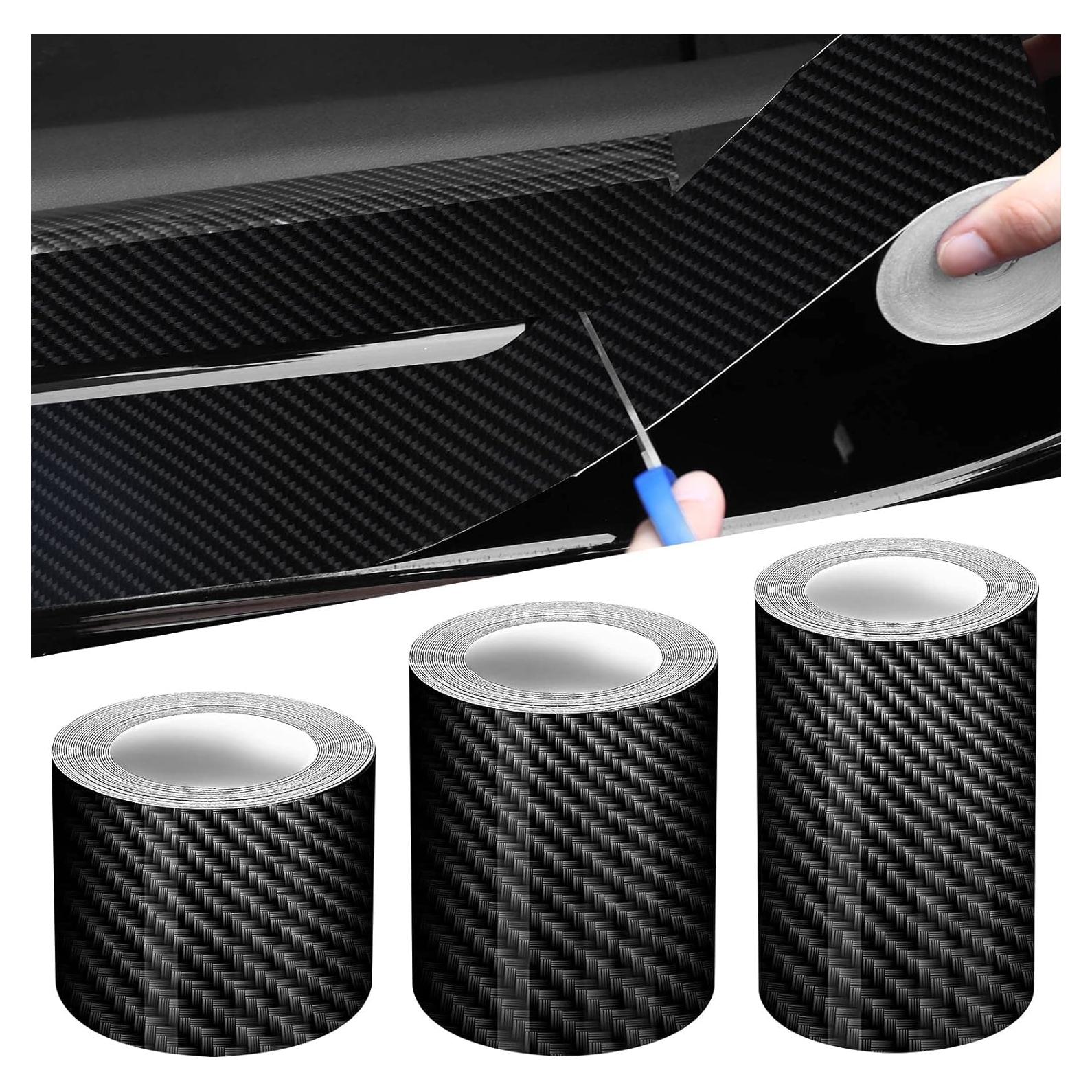 Protectores de Puerta Tallew 3 Rollos Fibra de Carbono 5D