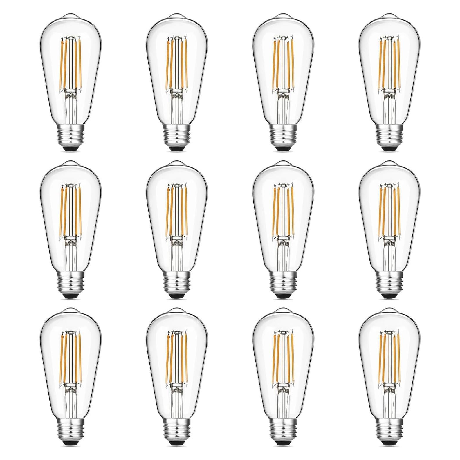 Paquete de 12 bombillas LED Edison Gozelux 60W regulables