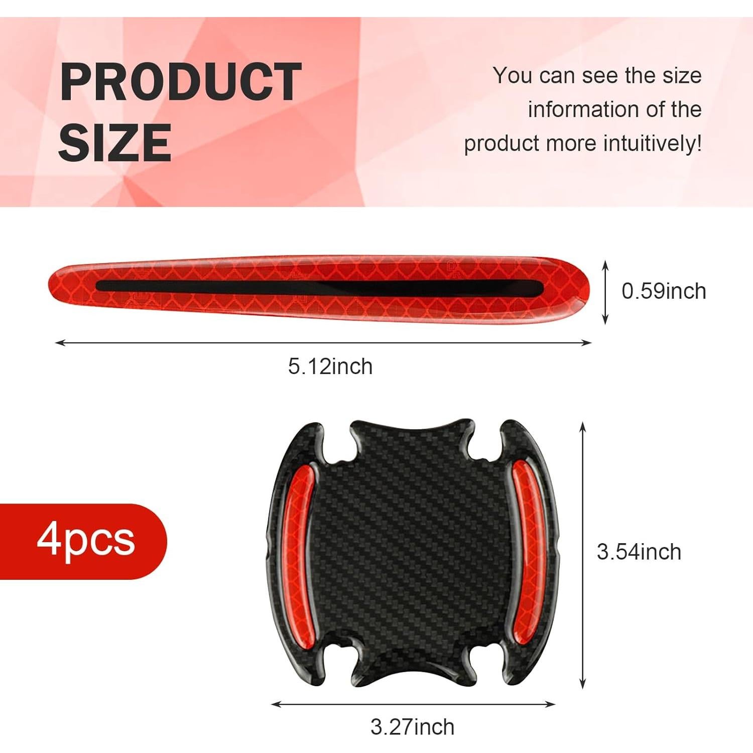 Protector de Manija de Puerta de Coche Ferianl 8 Piezas Rojo