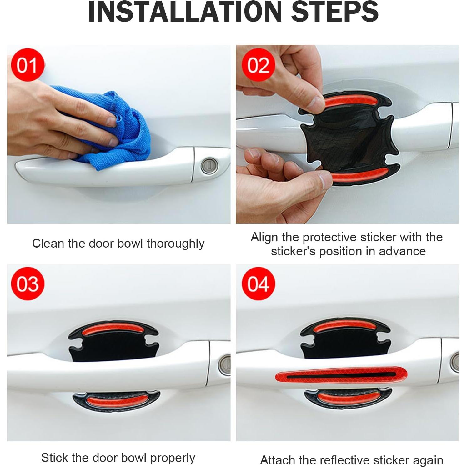 Protector de Manija de Puerta de Coche Ferianl 8 Piezas Rojo