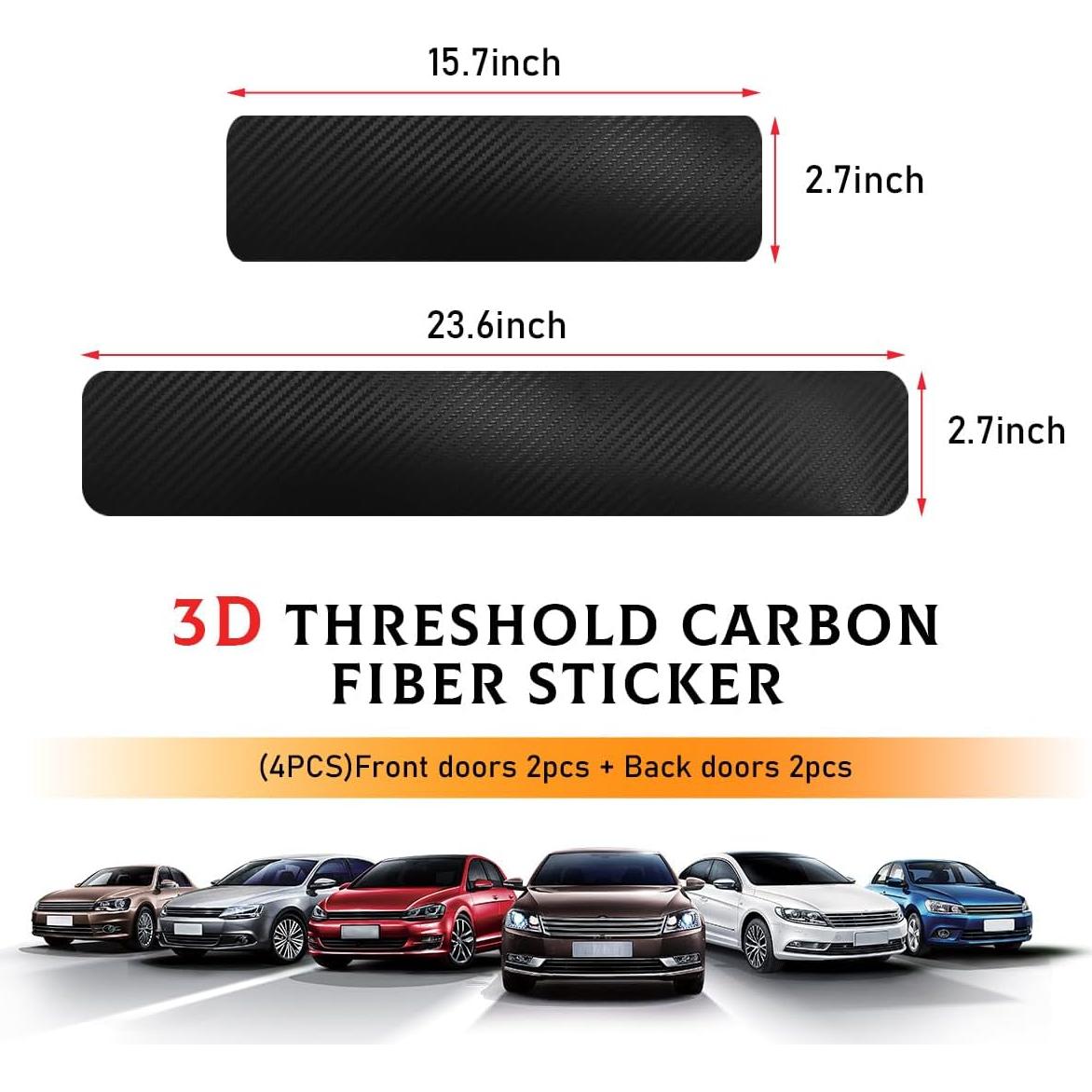 Protector de Umbral de Puerta de Coche Yourkar 3D Negro 4 PCS