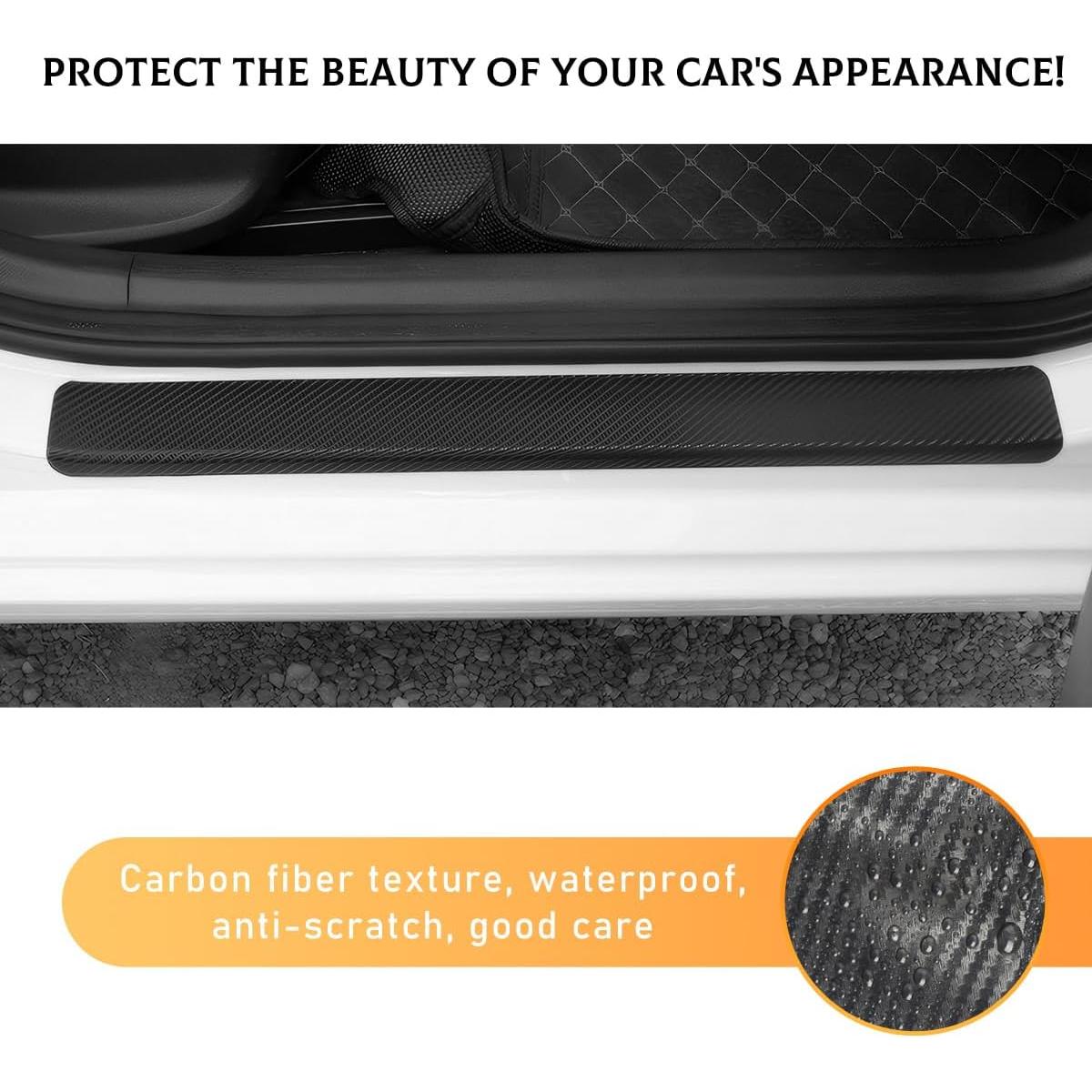 Protector de Umbral de Puerta de Coche Yourkar 3D Negro 4 PCS