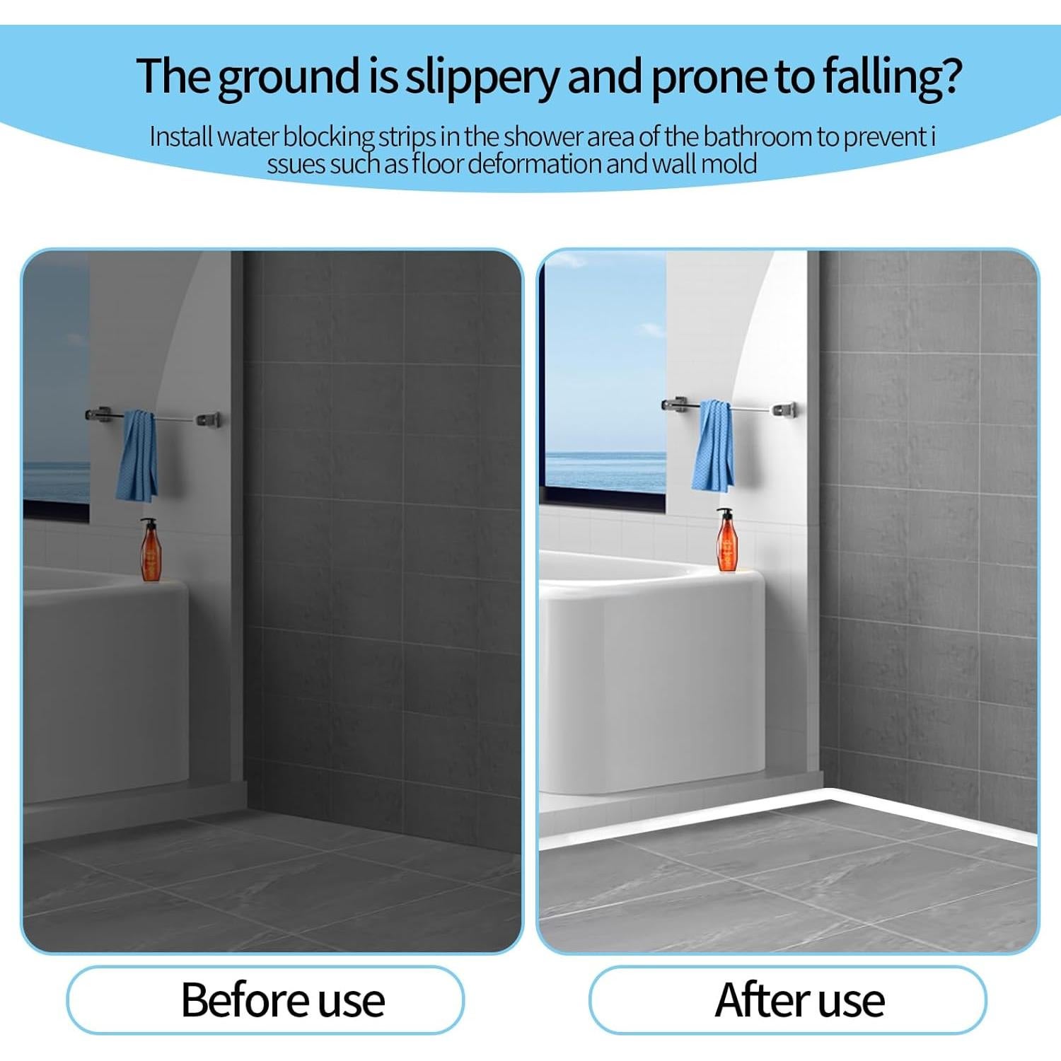 Umbral de Ducha de Silicona Chepanke 3m Impermeable Blanco