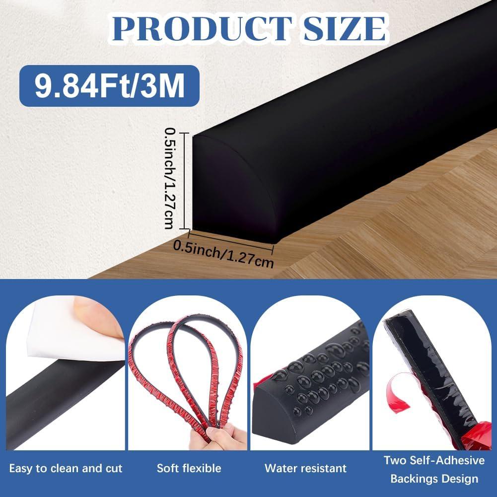 Moldura Cuarterona Autoadhesiva CRASPIRE 3.00m Negra Flexible