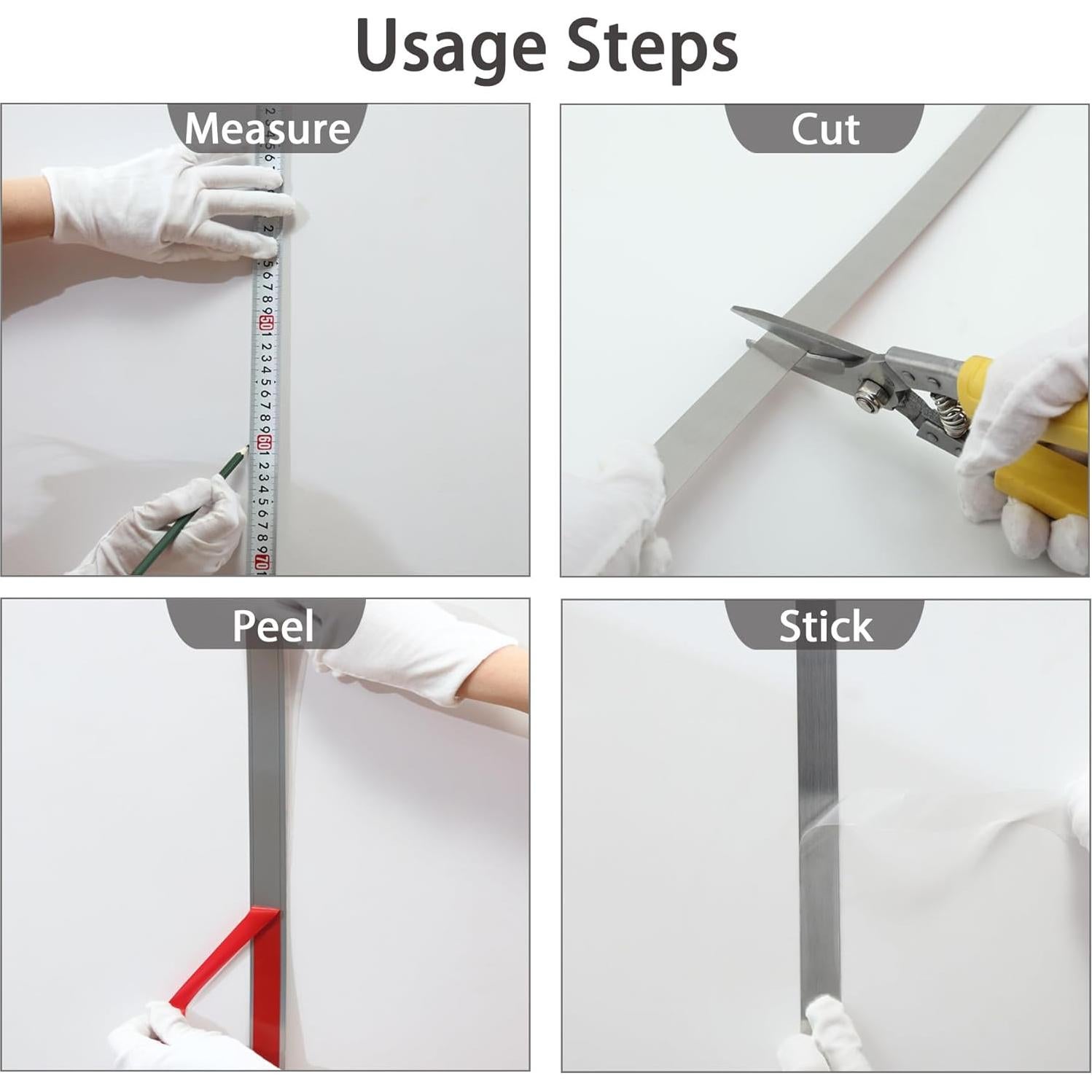 Moldura Autoadhesiva de Acero Inoxidable Coengwui 6.1m Plata