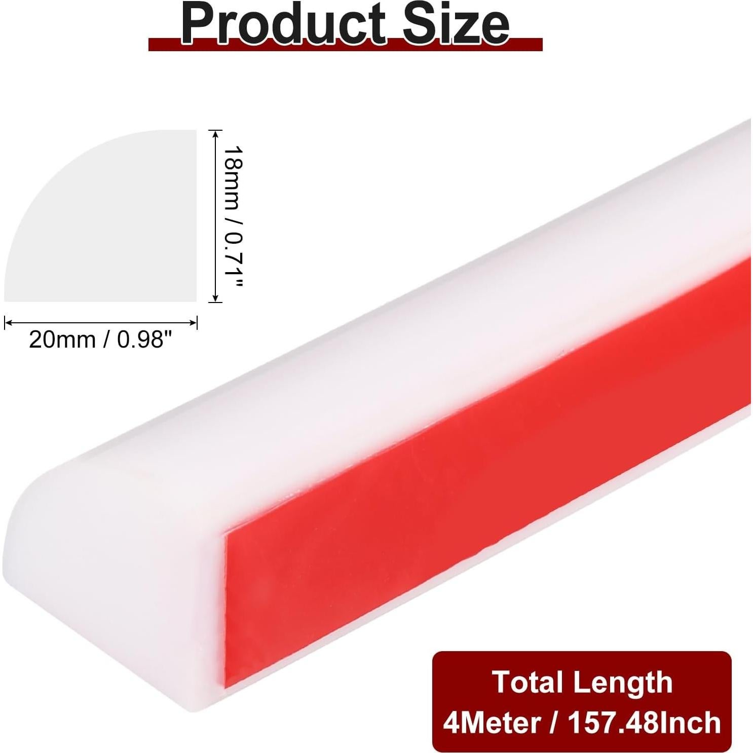 Moldura Flexible Cuarto Redondo Silicona uxcell 4000mm Blanco