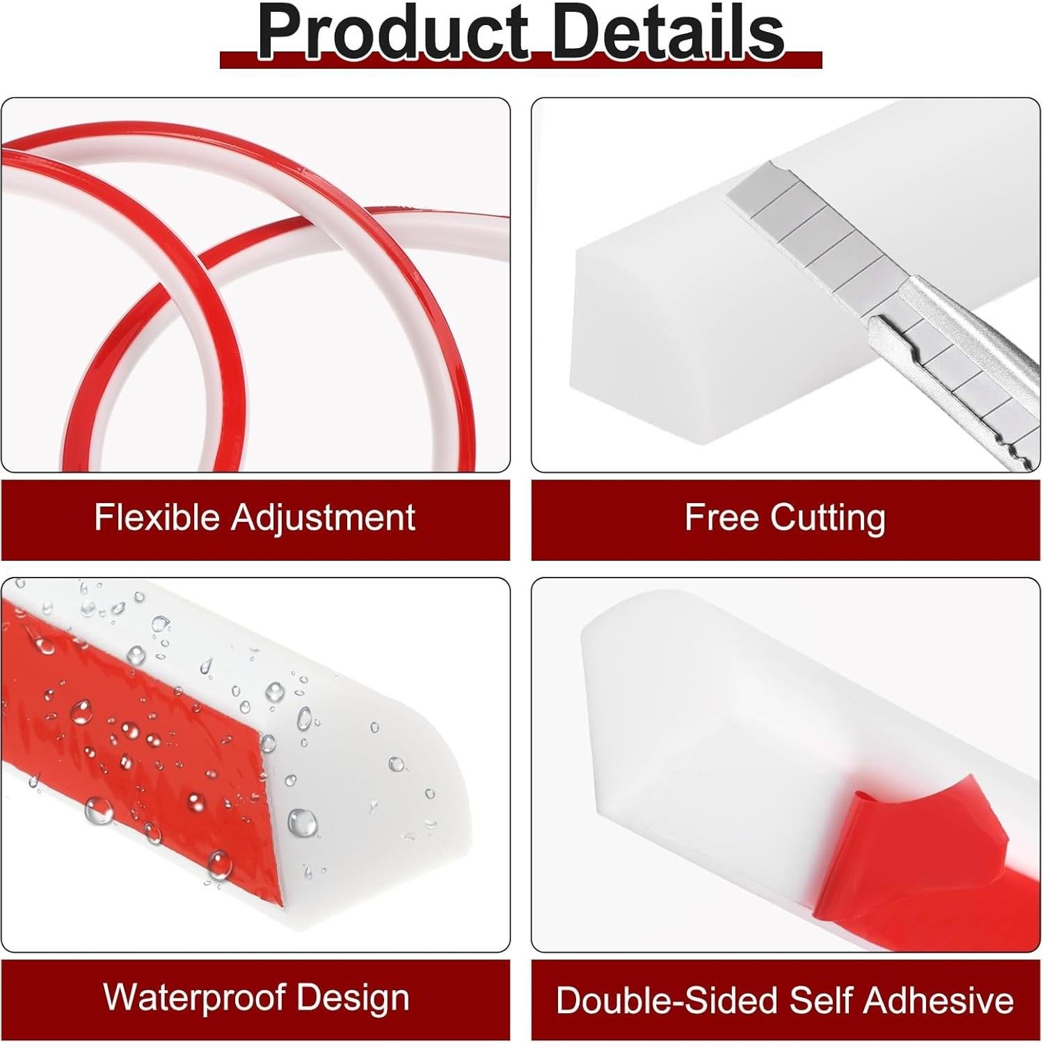 Moldura Flexible Cuarto Redondo Silicona uxcell 4000mm Blanco