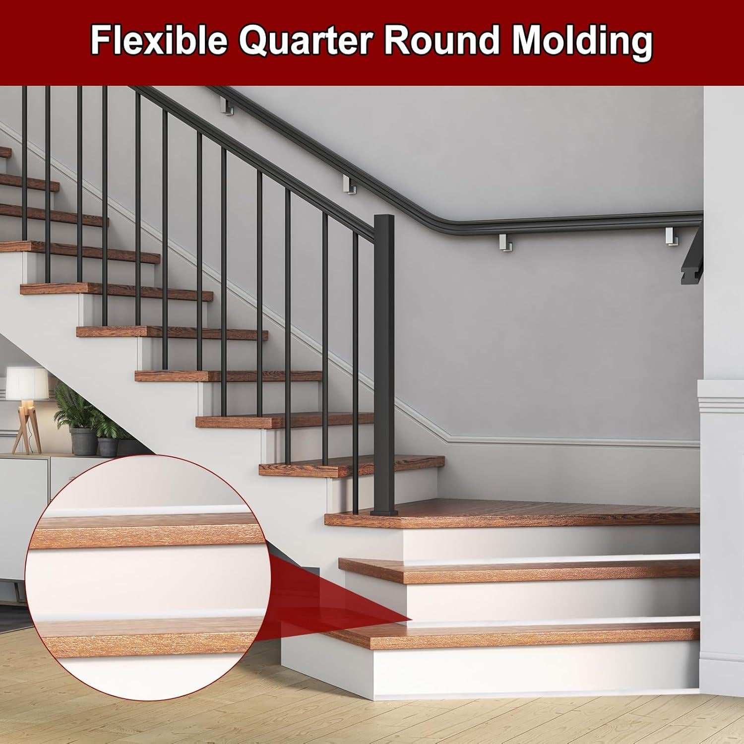 Moldura Flexible Cuarto Redondo Silicona uxcell 4000mm Blanco