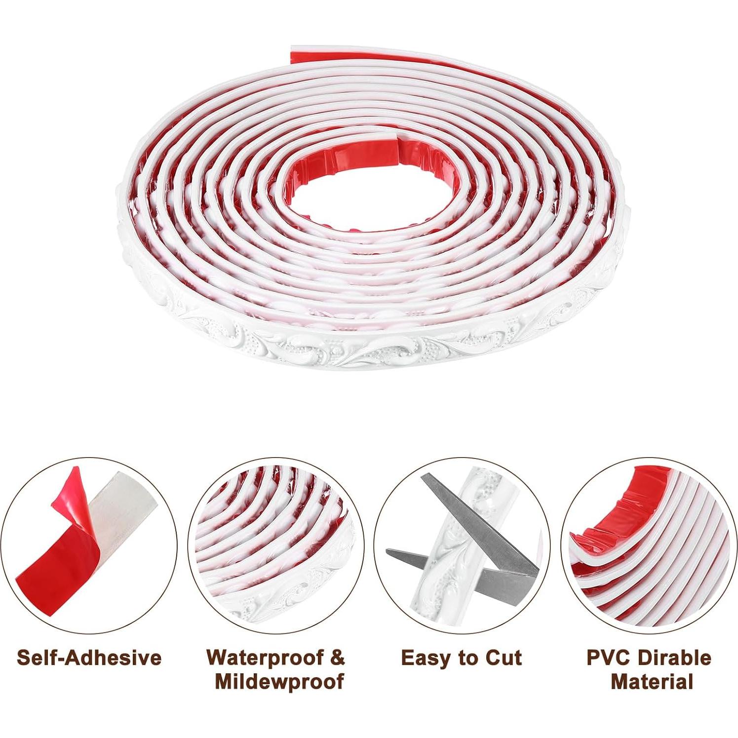 Moldura Autoadhesiva de Pared UXCell 5m x 20mm PVC Blanco