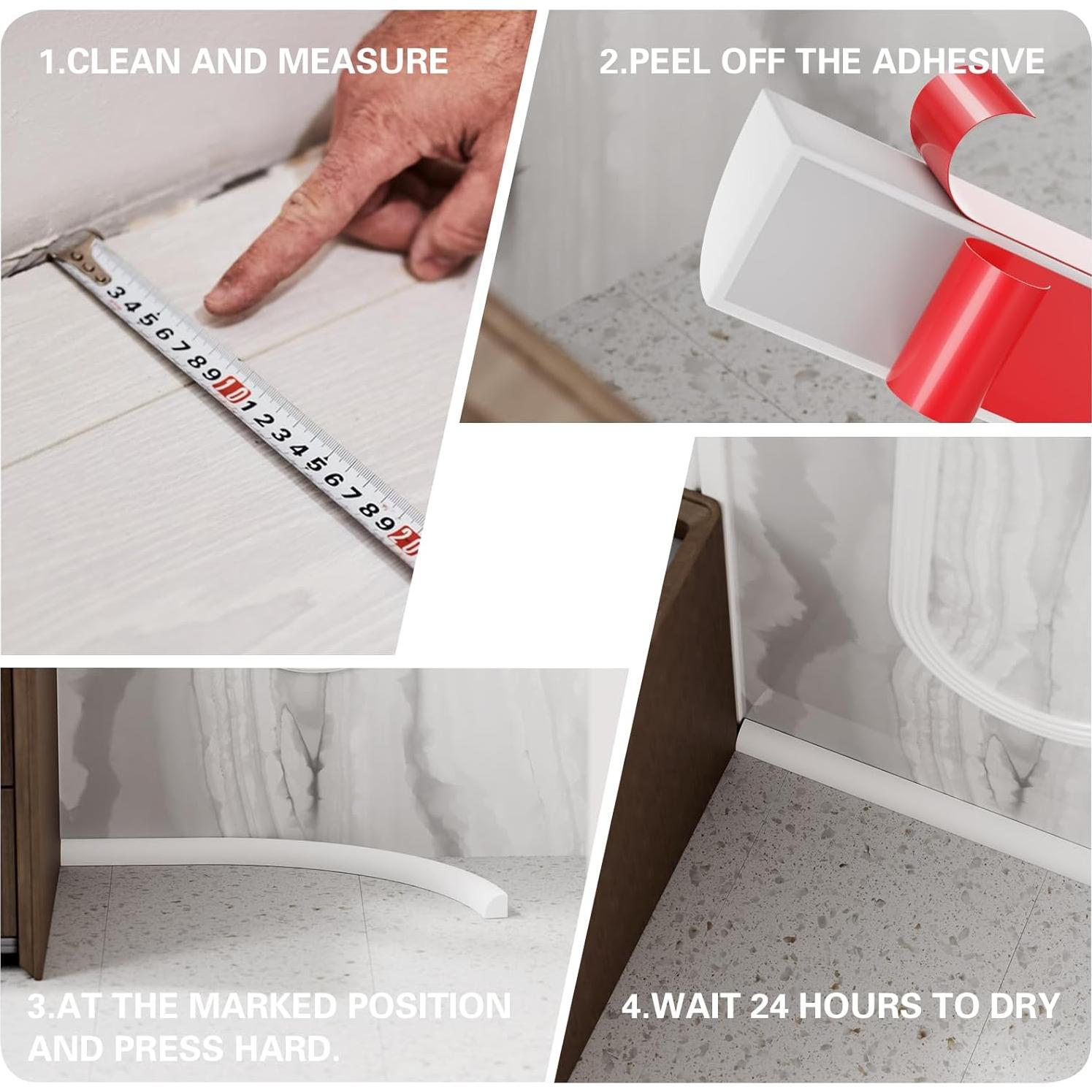 Moldura Cuarterona Flexible WURJHSONG 99 cm Caucho Blanco