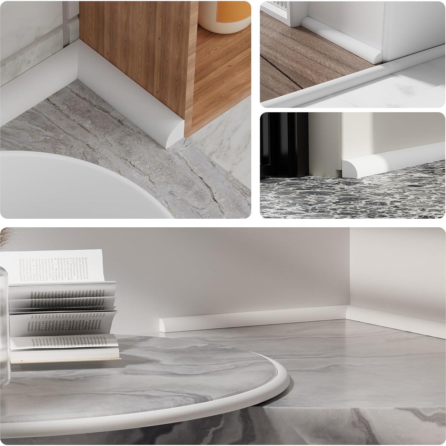 Moldura Cuarterona Flexible WURJHSONG 99 cm Caucho Blanco