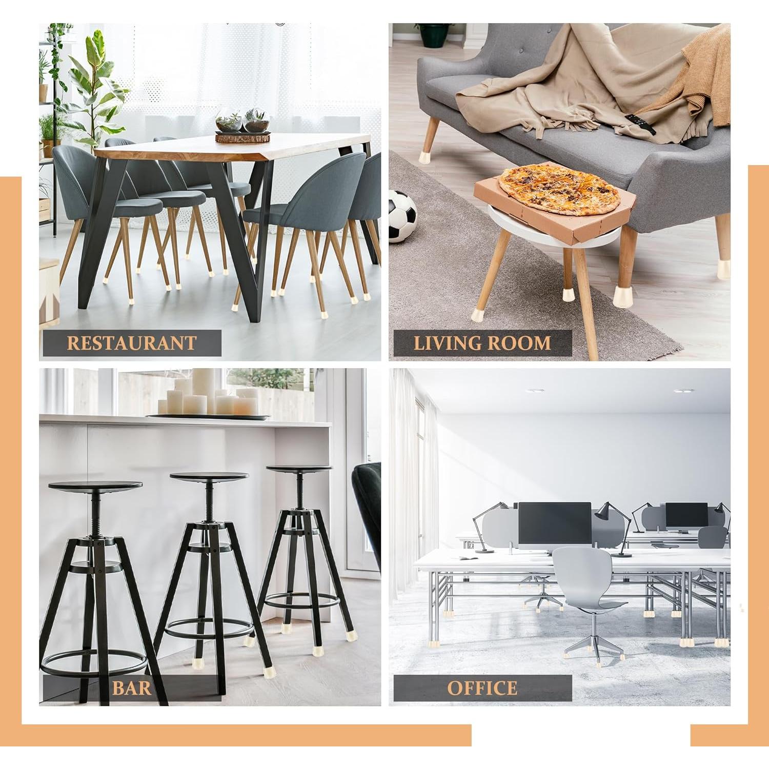 Tapas de patas de silla de goma antideslizantes VOCOMO 12 Pzas