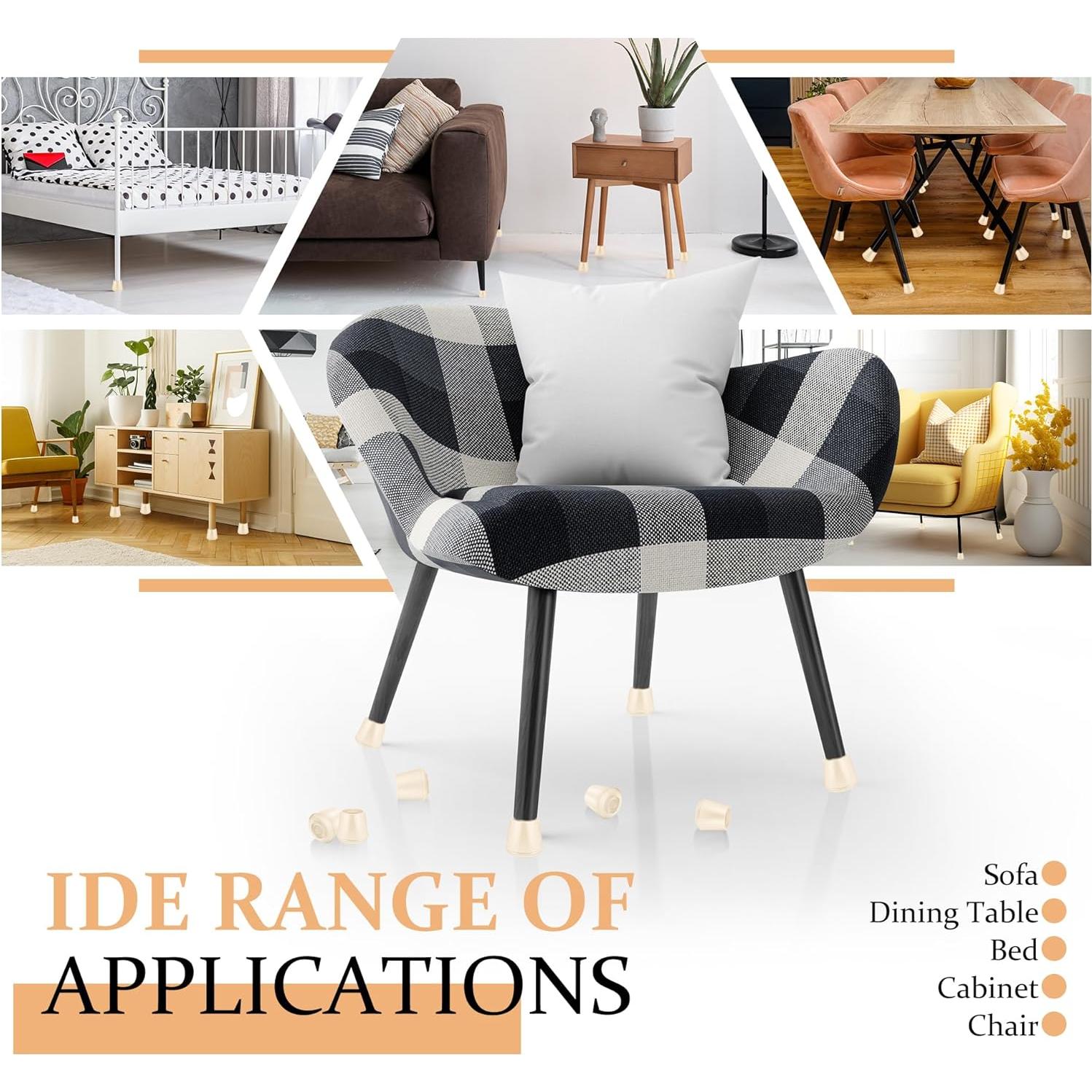 Tapas de patas de silla de goma antideslizantes VOCOMO 12 Pzas