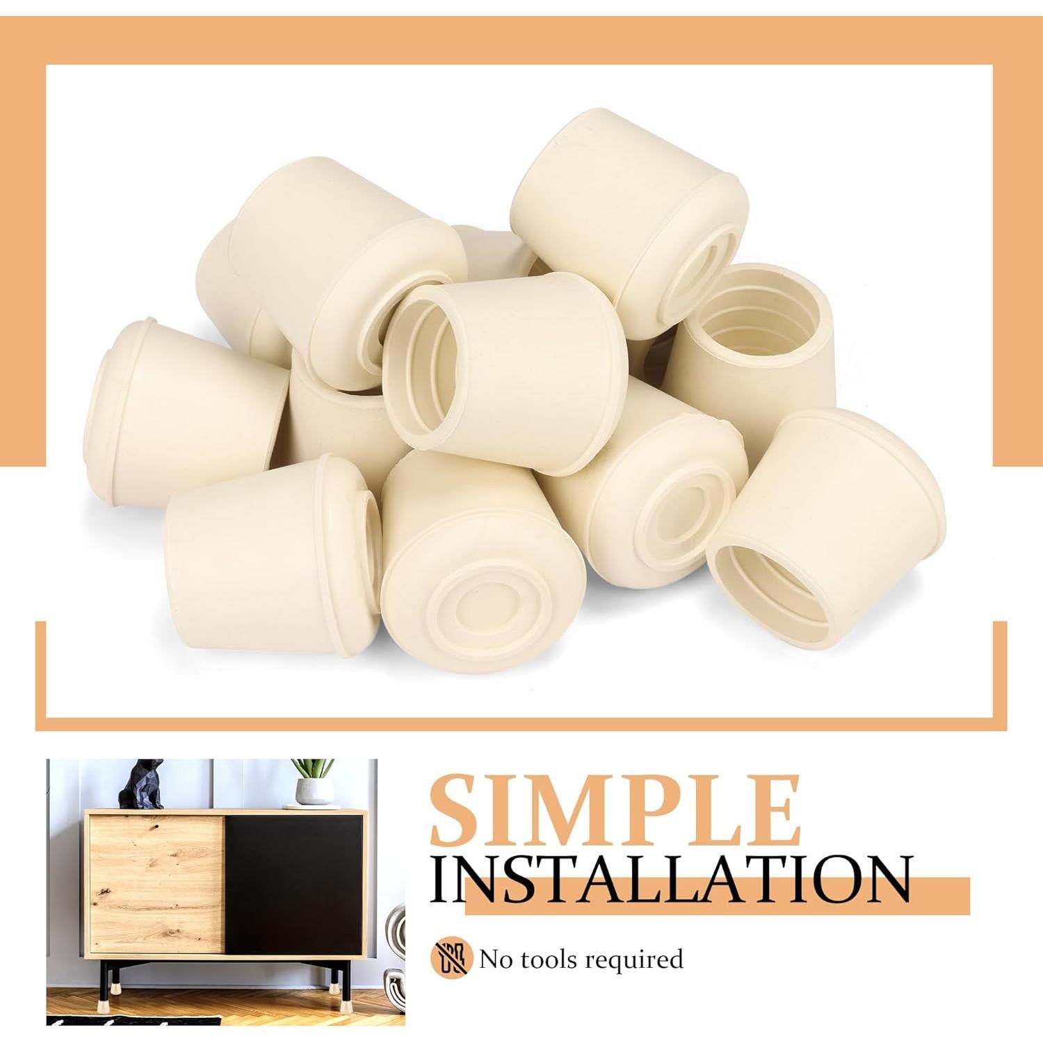 Tapas de patas de silla de goma antideslizantes VOCOMO 12 Pzas