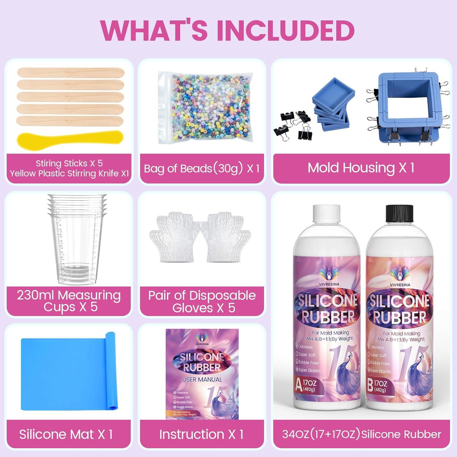 Kit de Moldes de Silicona Vivresina 34 OZ 15A Antiestrés