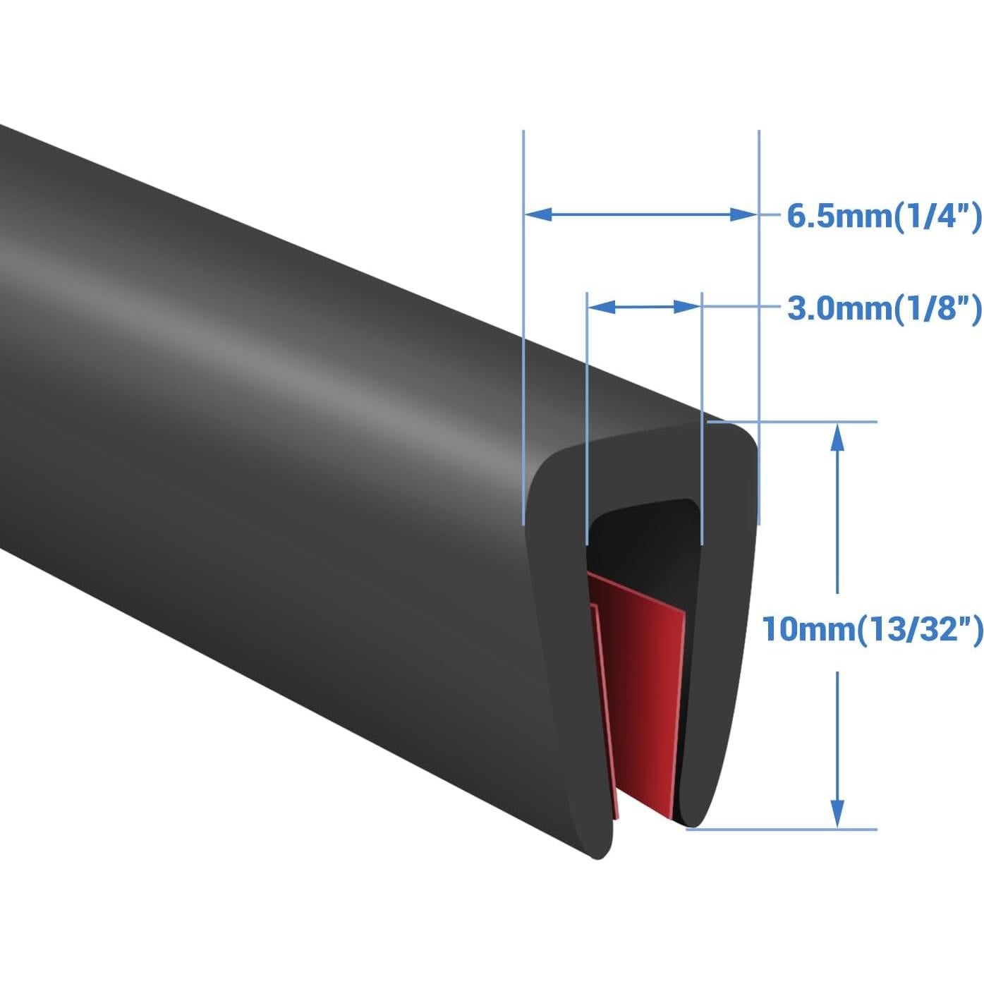 Bisel de goma autoadhesivo Protalwell 3.2mm x 3m Negro