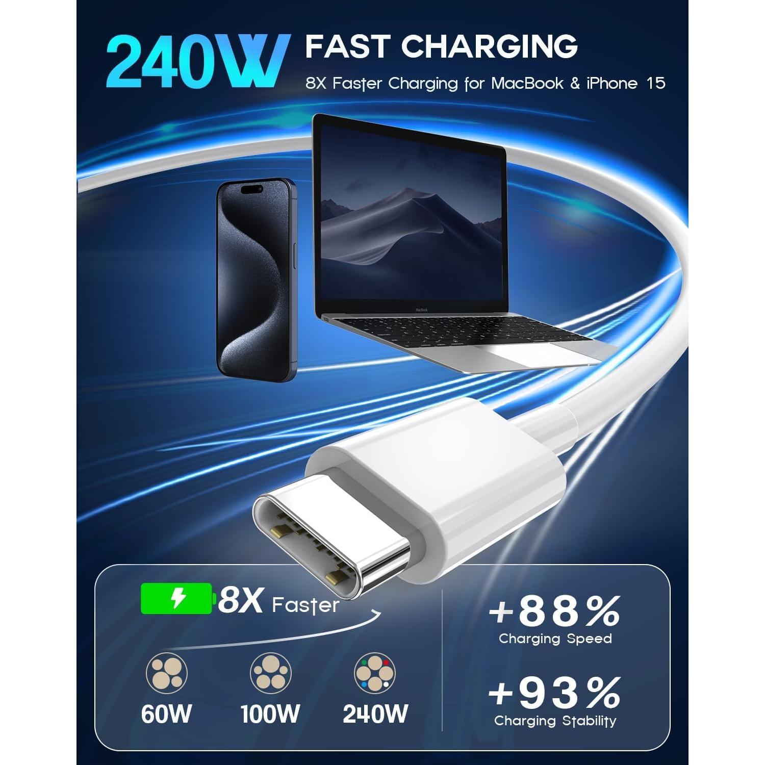 Cable USB C a USB C DreemTeam 240W 2M Carga Rápida