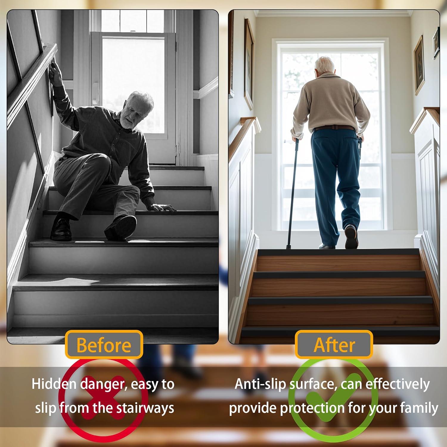 Protector de Borde de Escalera Antideslizante KTINITK 2.13m Marrón