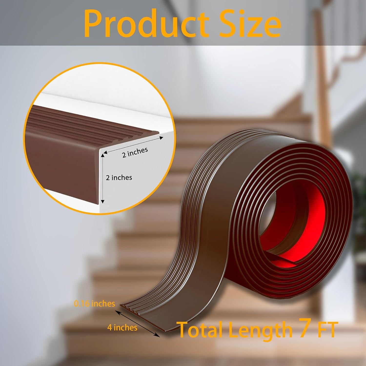 Protector de Borde de Escalera Antideslizante KTINITK 2.13m Marrón