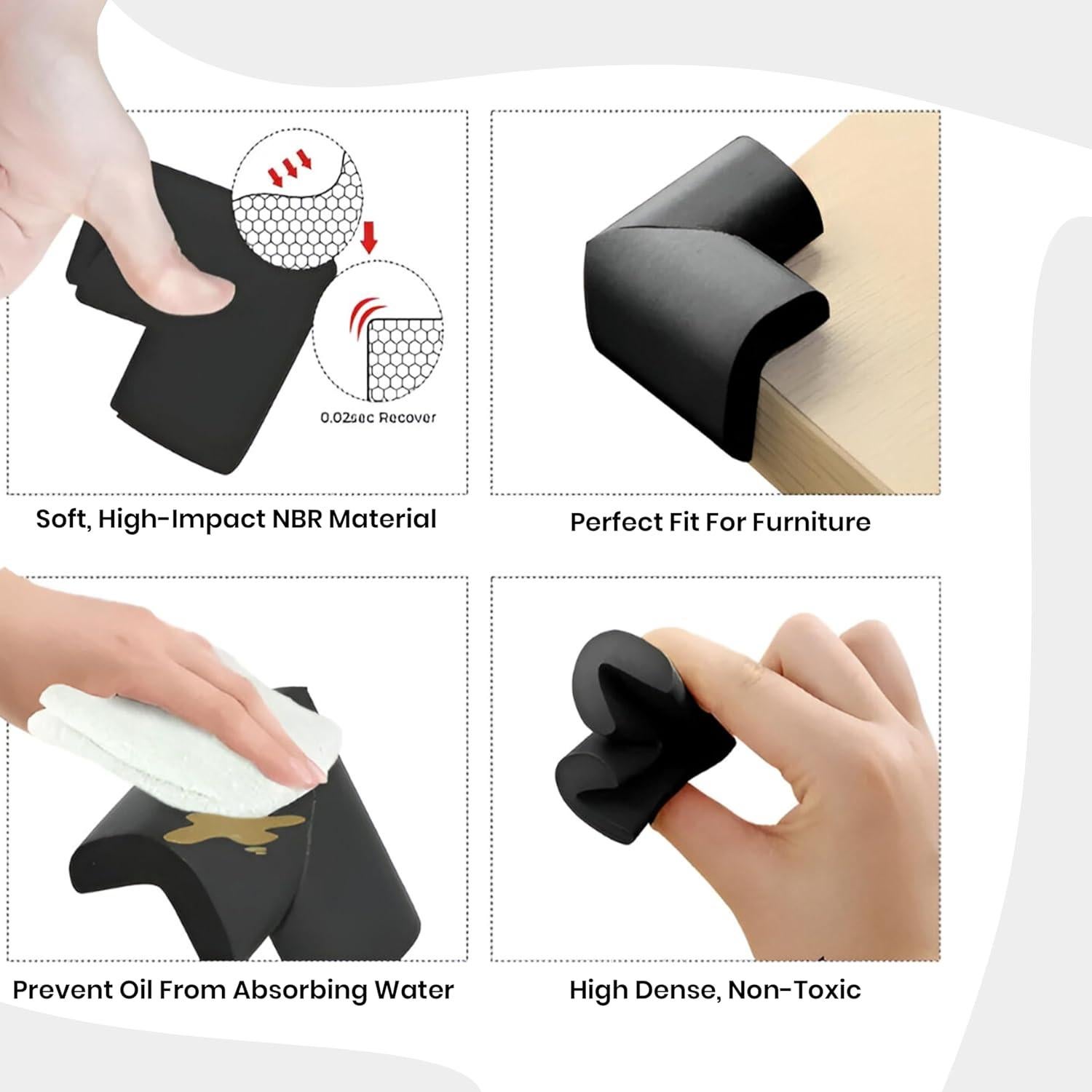 Protector de Esquinas para Bebés SaiTech IT - 12 Pcs Negro