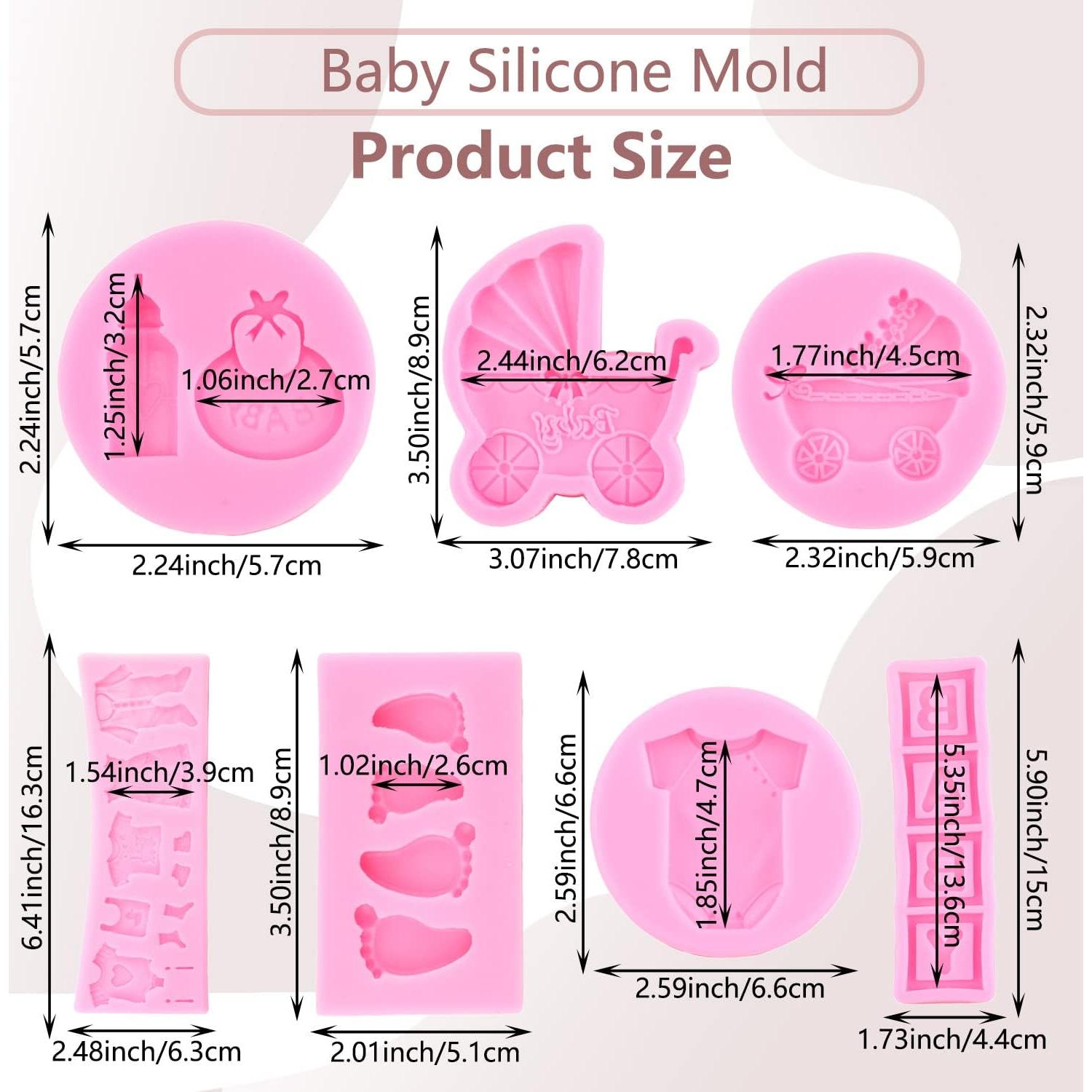 Molde de Silicona para Fondant Baby Shower MIYAHOUSE - 7 Piezas