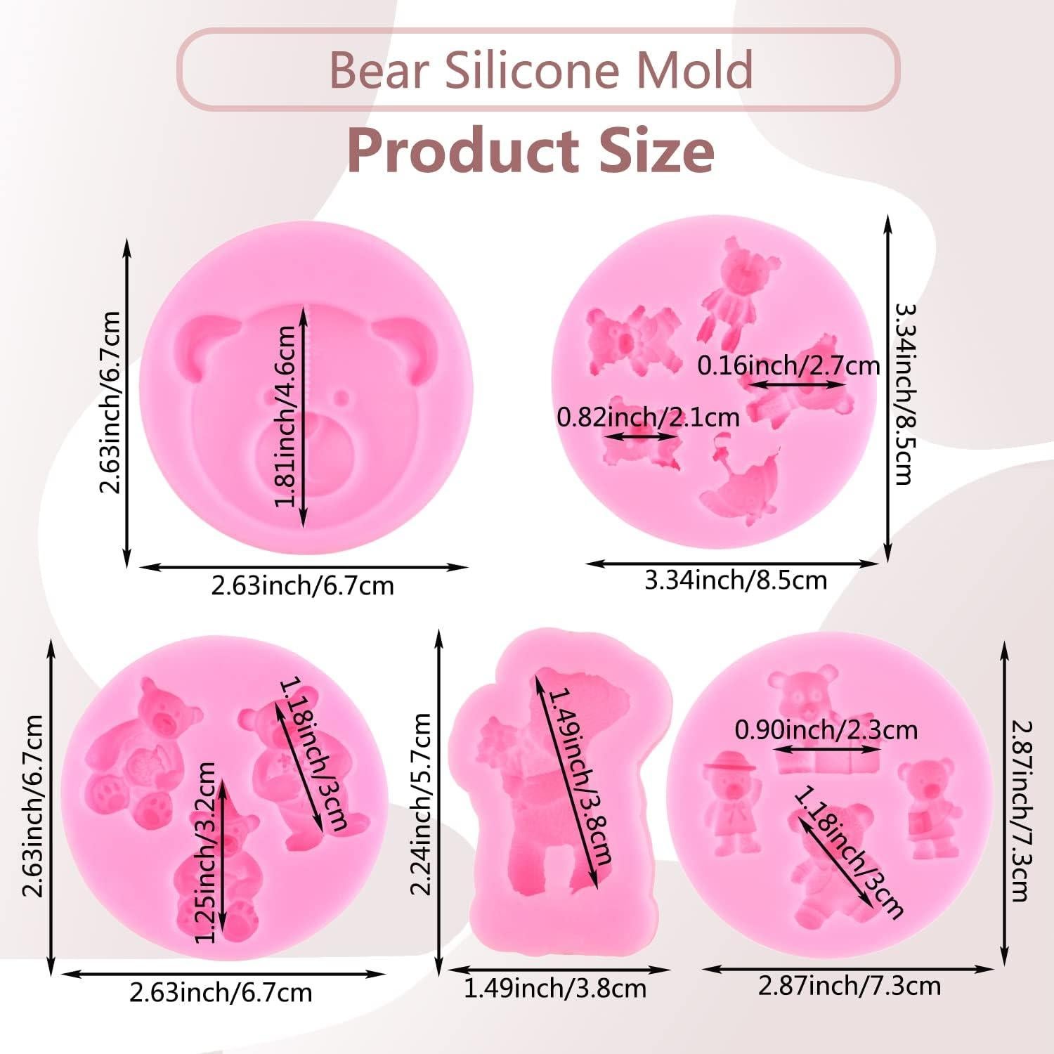 Moldes de Silicona de Oso MIYAHOUSE - 5 Piezas para Pasteles