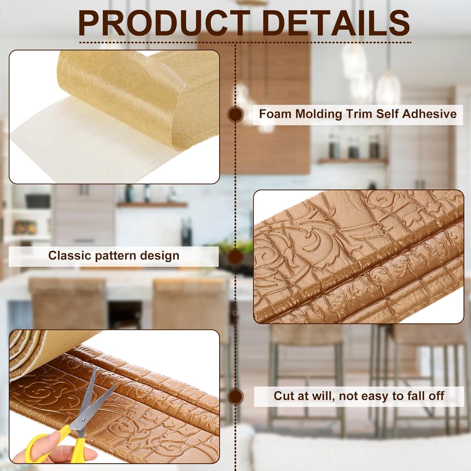 Moldura de Espuma Autoadhesiva uxcell 2.3m Cobre 3D Decorativa