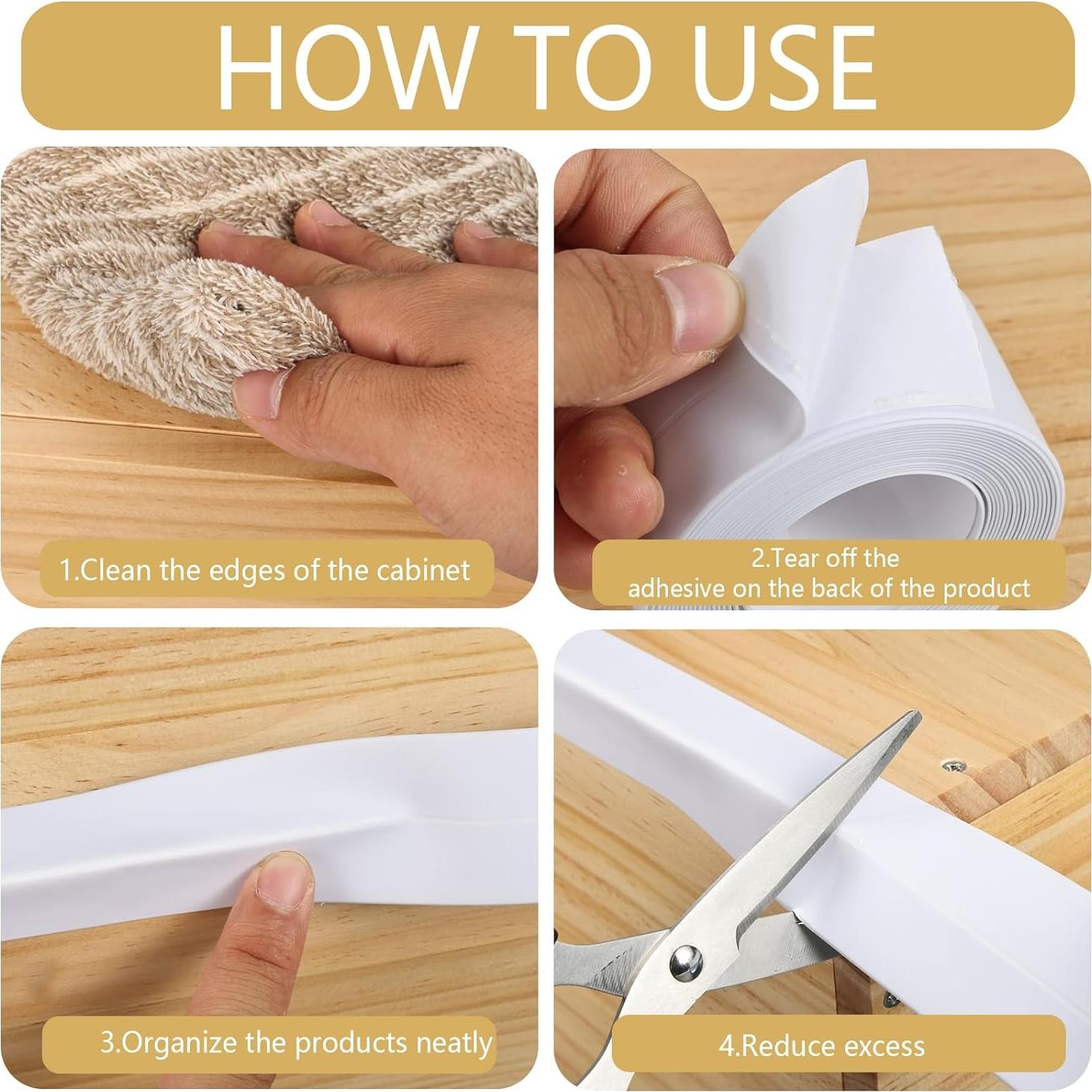 2 Rollos de Protector de Borde de Gabinete PVC Blanco 3.81cm