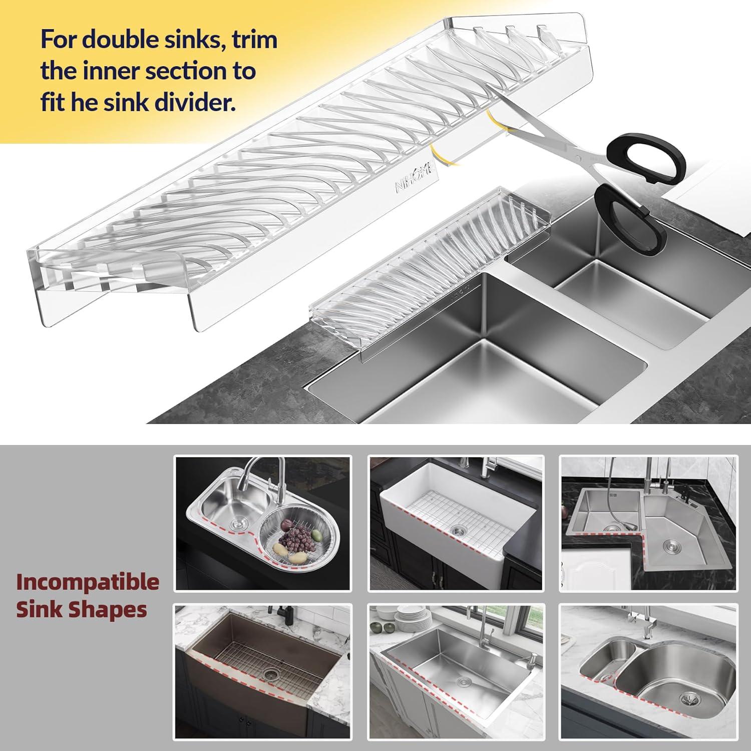 Protector de Borde de Fregadero Silicona NiHome 8-10 cm Transparente