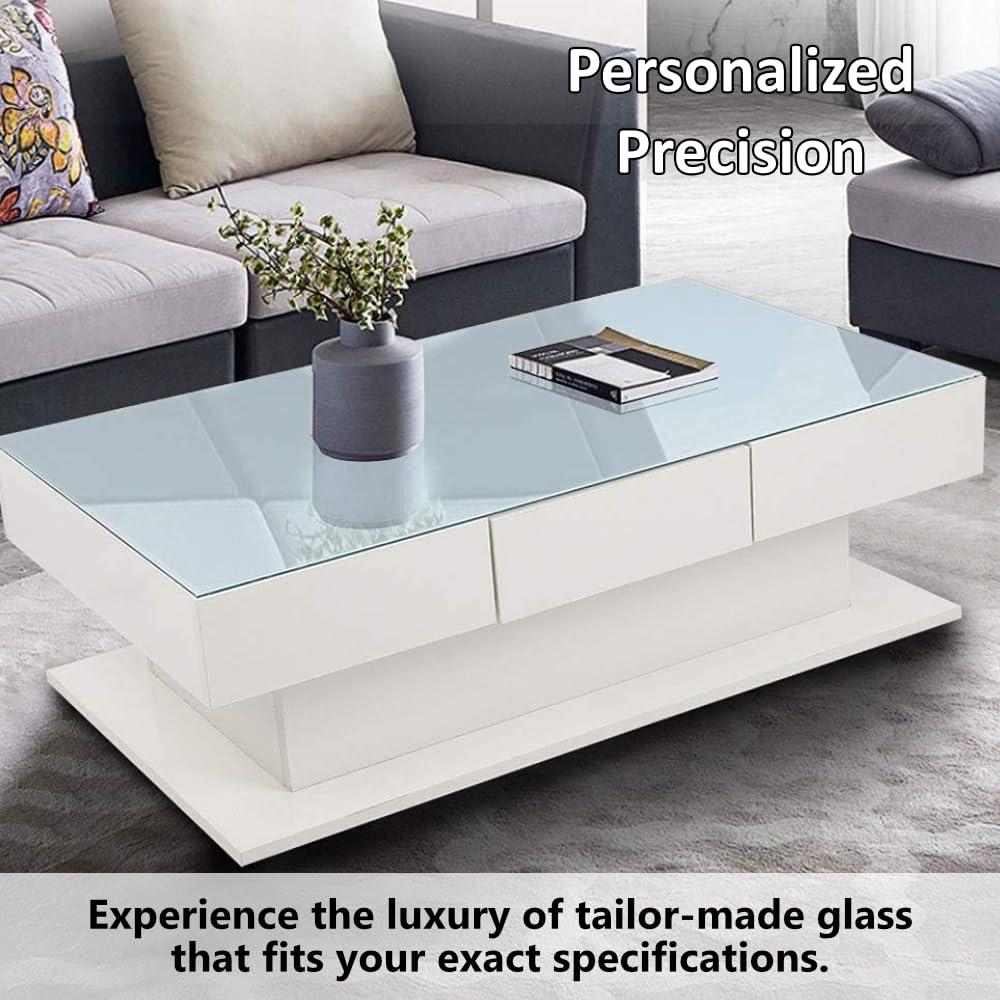 Custom Glass Cut to Size 1/8" 5/32" 3/16" 1/4" 3/8" Thickness for Tabletop, Shelves, Doors, Windows - Strong Tempered Glass