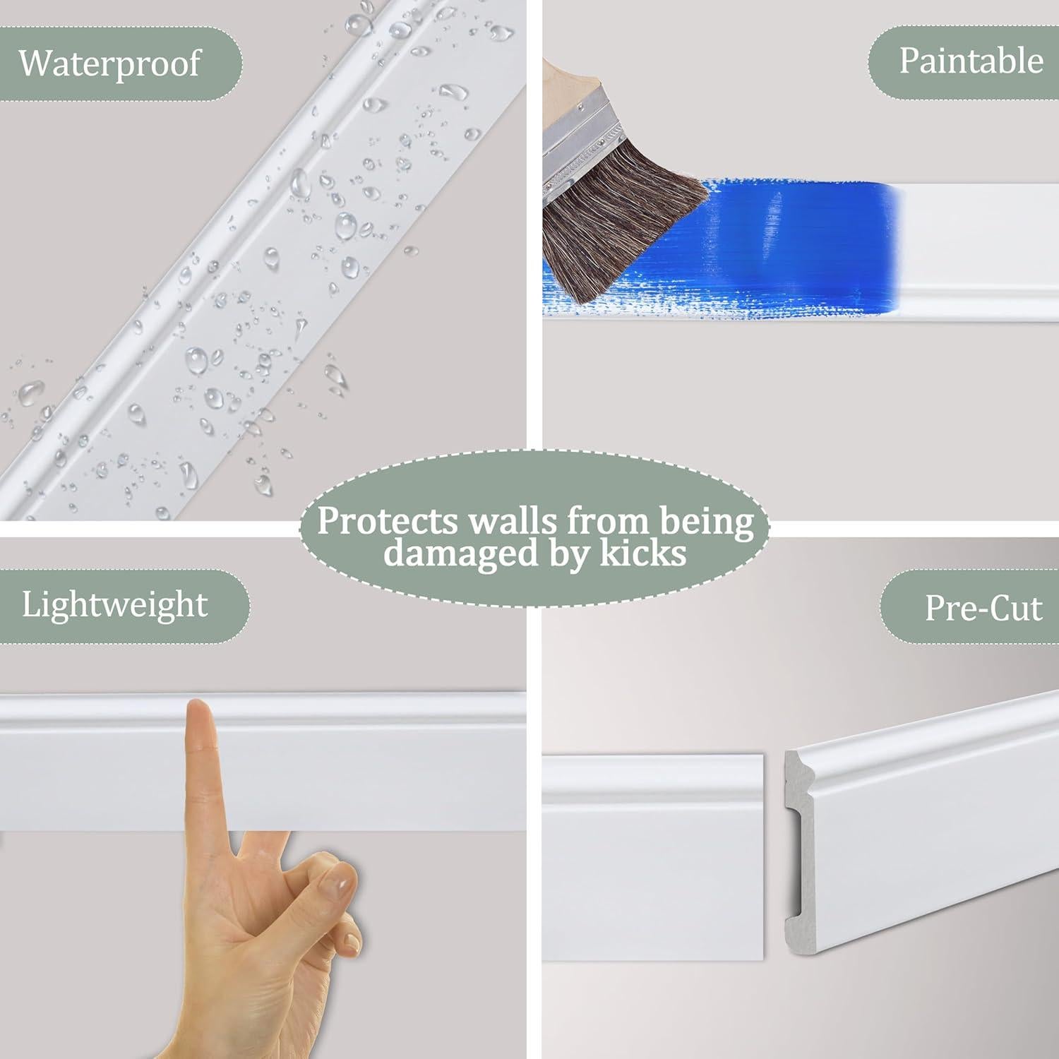 Moldura de Zócalo de Pared Sunnyglade 10 Piezas 113 x 8 cm