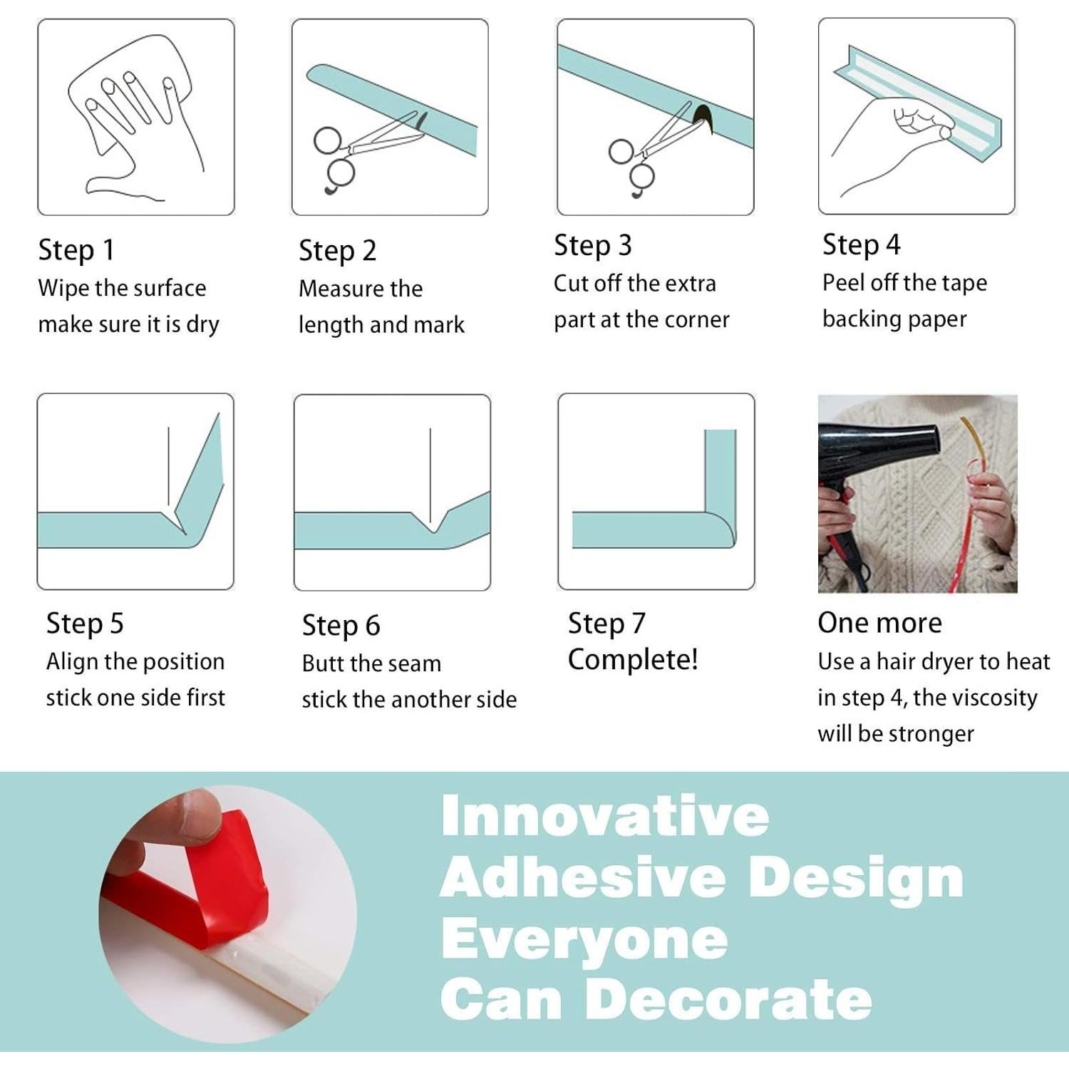 Moldura Autoadhesiva Gaahing 3m x 2.8cm Decoración DIY Blanca