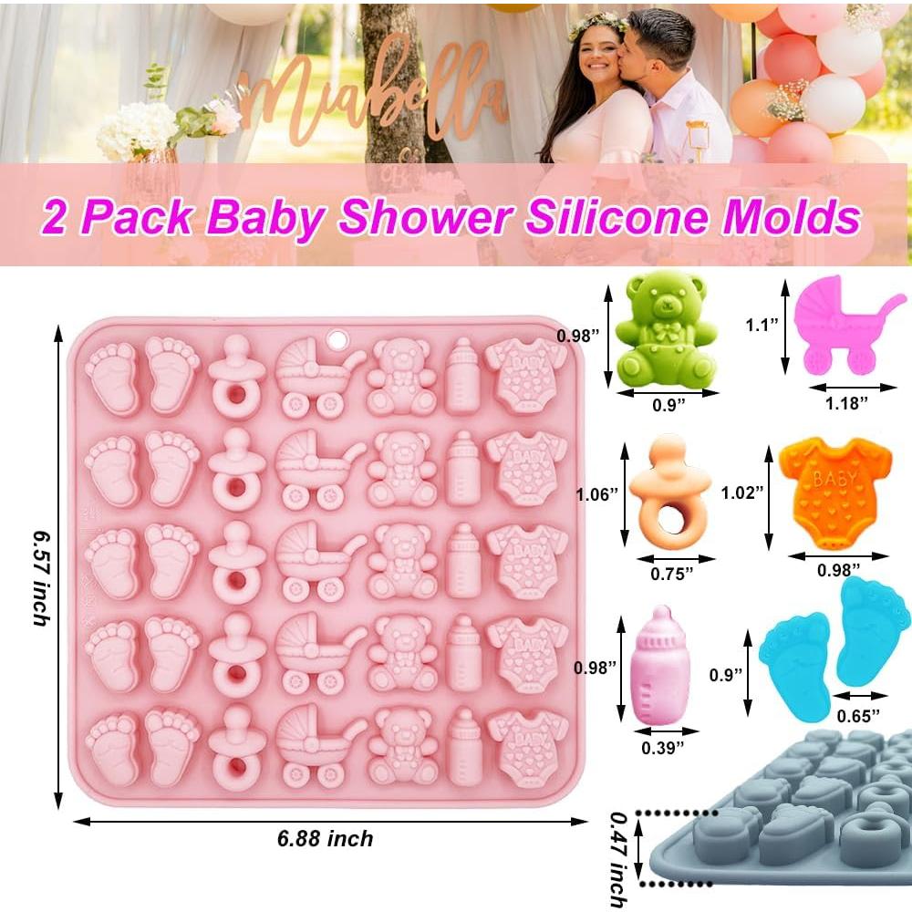 Moldes de Silicona para Baby Shower BENEKIY - 2 Piezas 3D