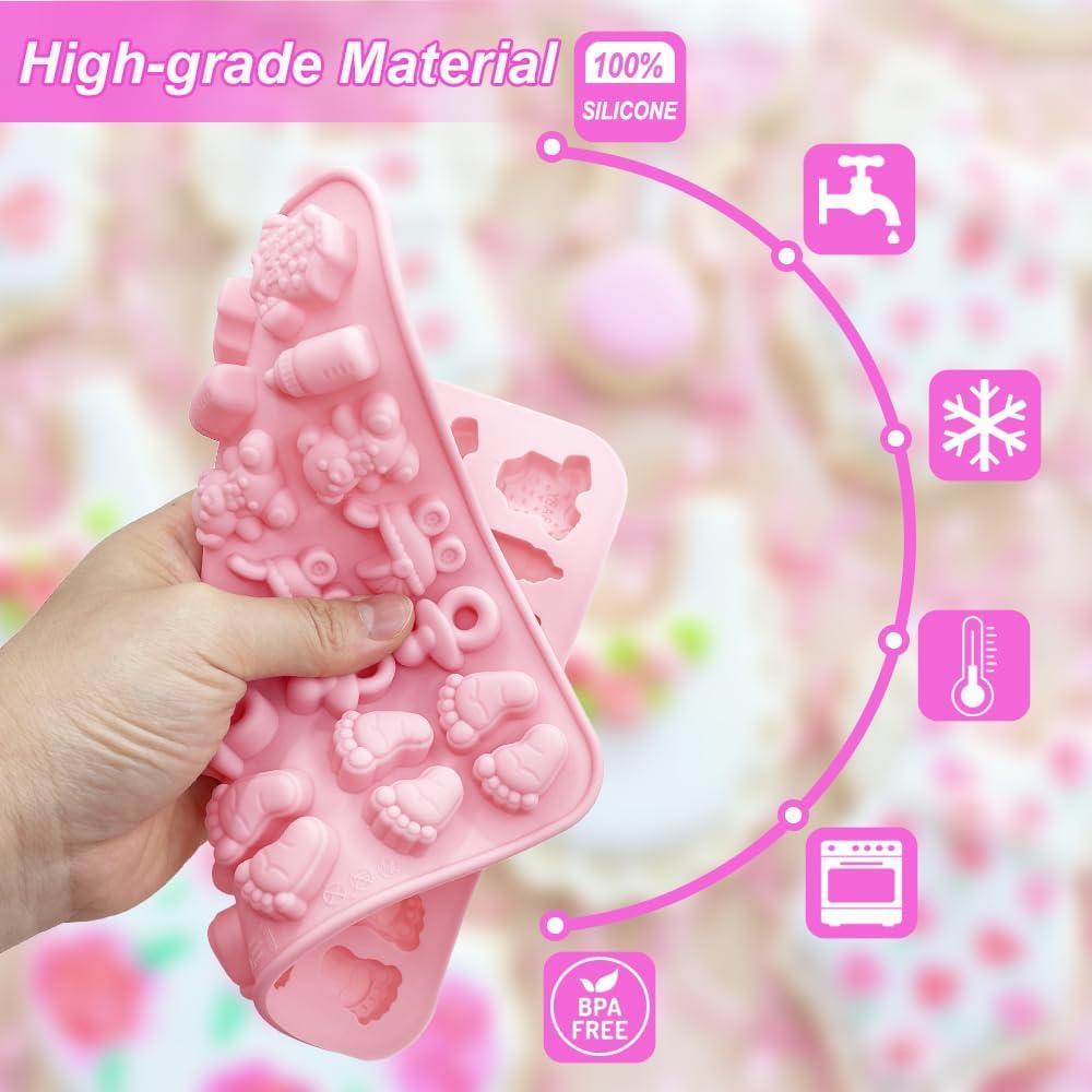 Moldes de Silicona para Baby Shower BENEKIY - 2 Piezas 3D