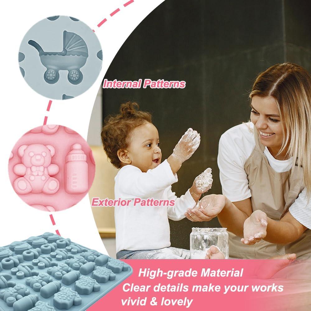 Moldes de Silicona para Baby Shower BENEKIY - 2 Piezas 3D